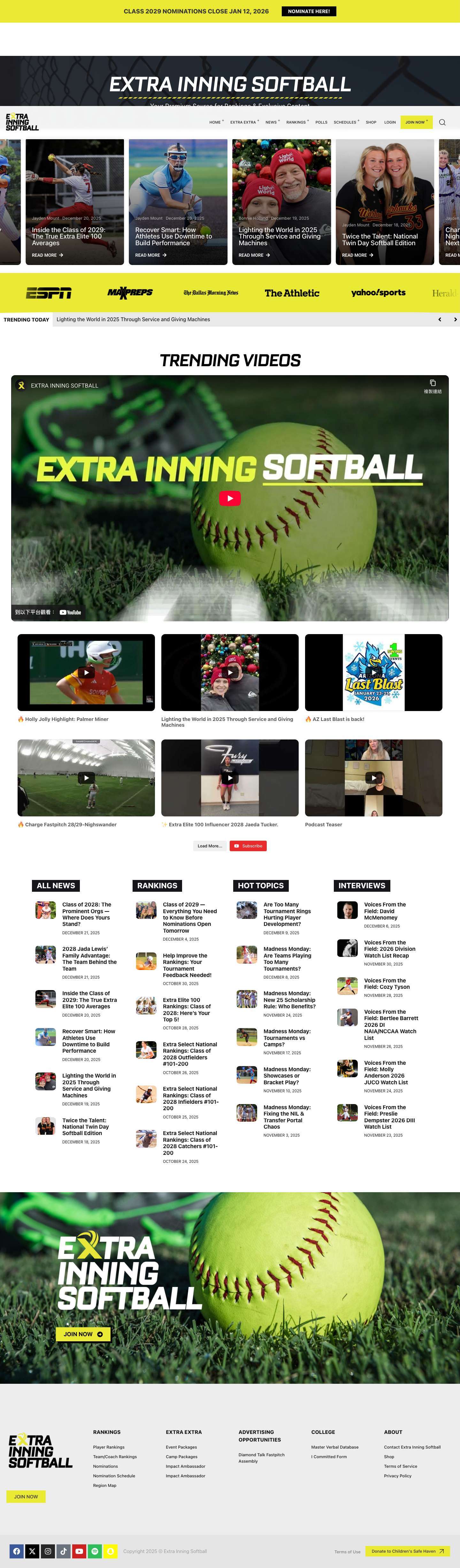 Home - Extra Inning Softball - Full Screenshot