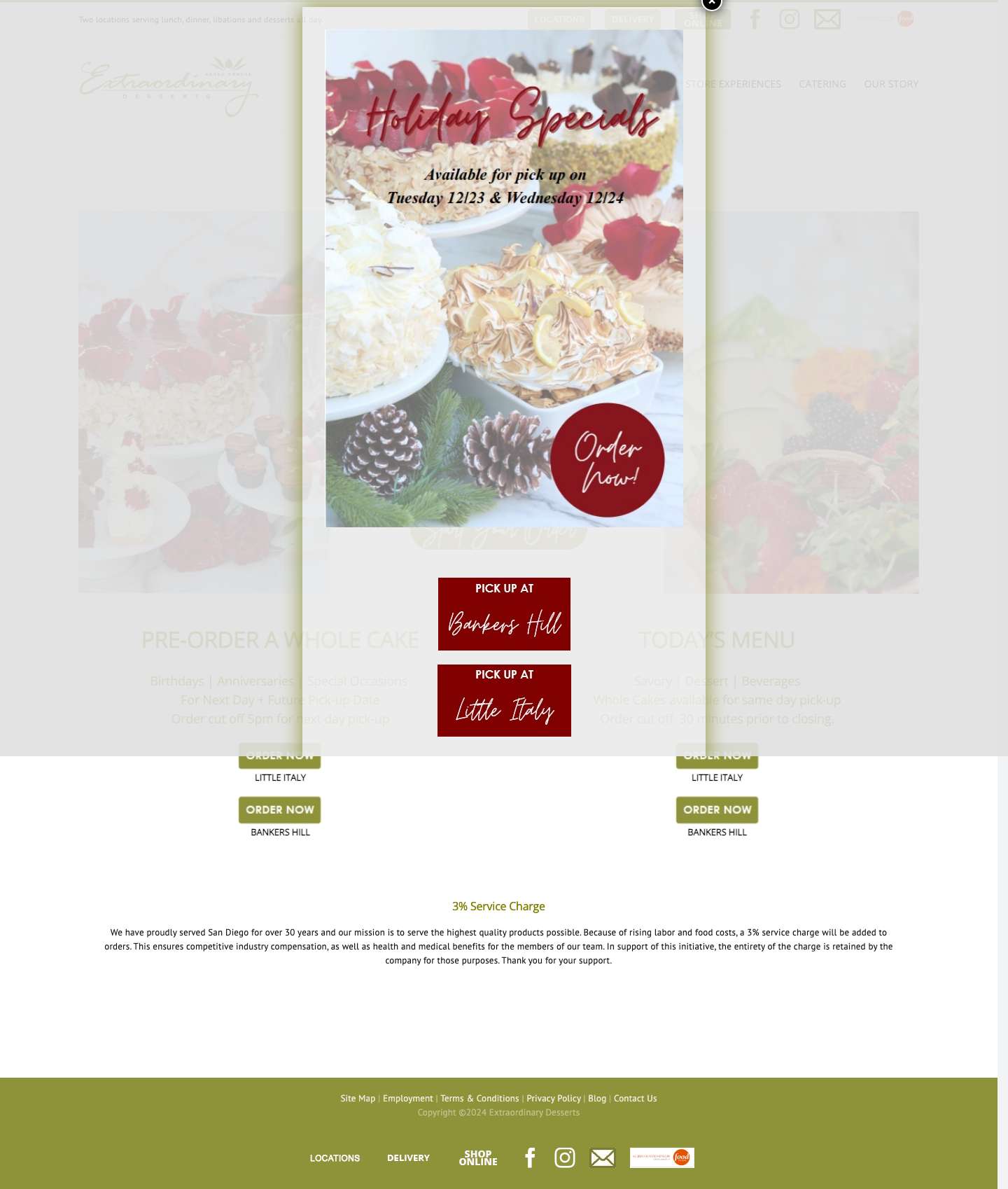 Extraordinary Desserts – Finest Desserts, Wedding Cakes, Ice Creams, Coffees, Teas, Fine Wines, Craft Beers in San Diego, California - Full Screenshot