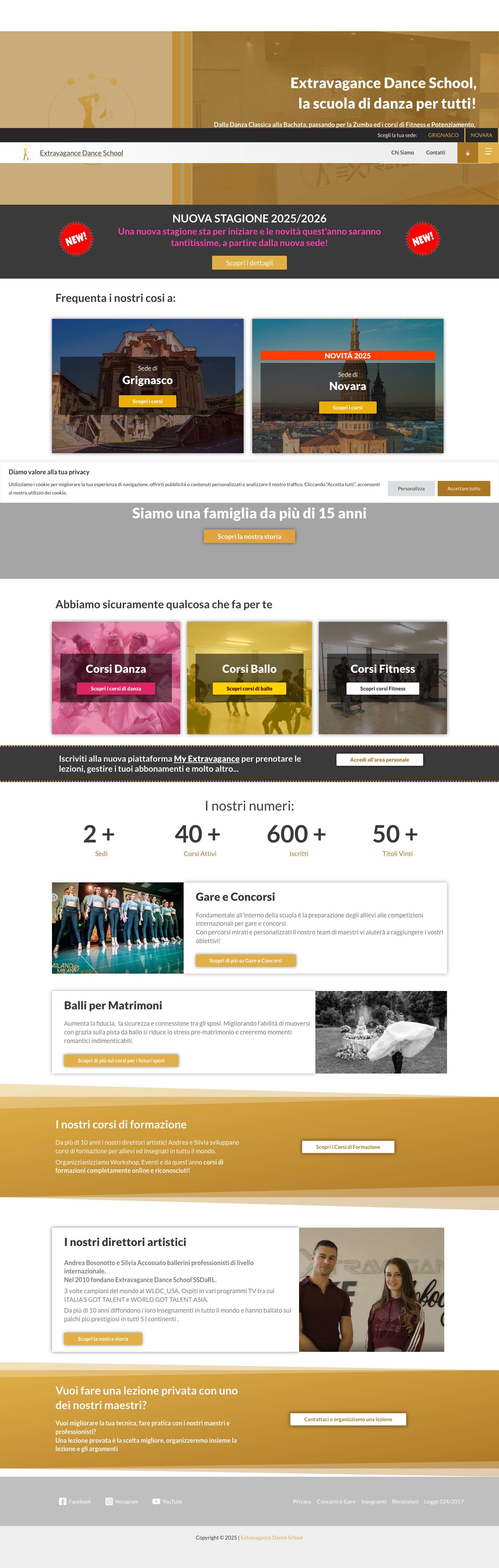 Extravagance Dance School, scuola di danza, bachata e Palestra a Grignasco (Novara) - Full Screenshot