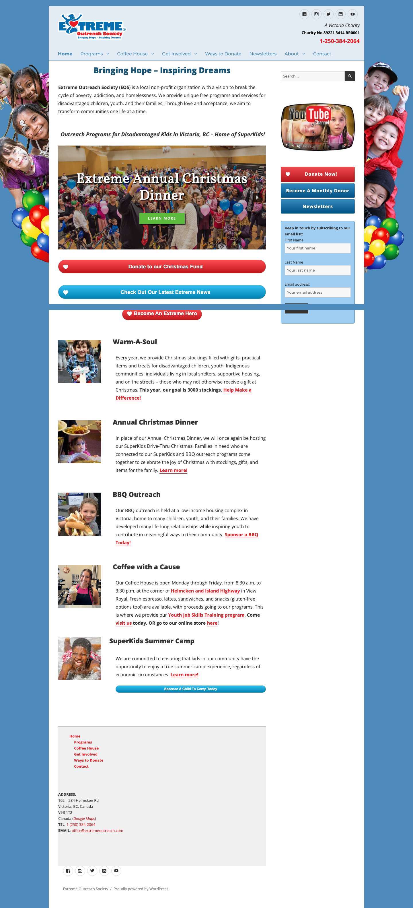 Homepage - Extreme Outreach Society - Full Screenshot