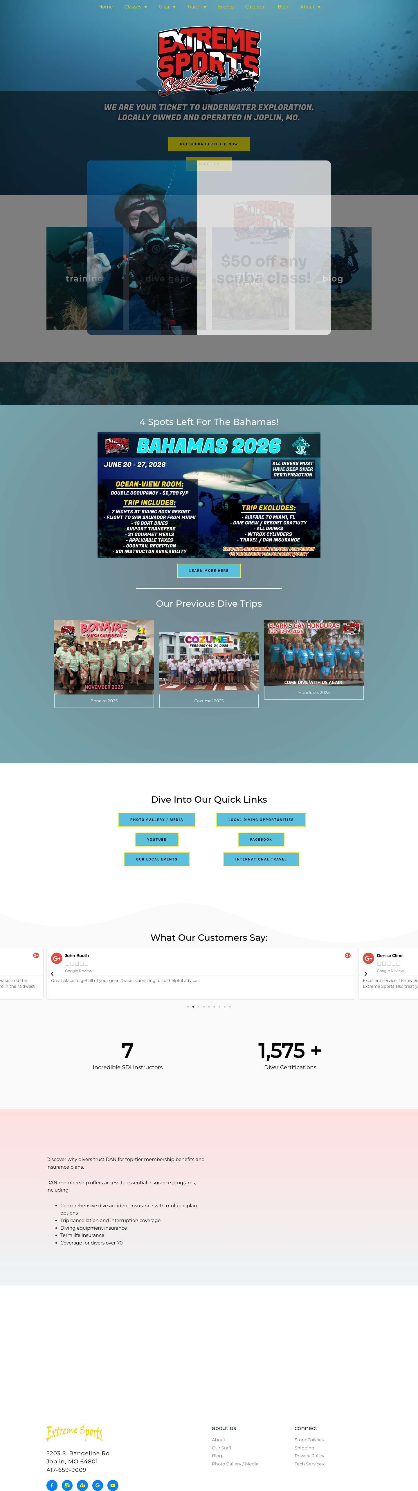 SCUBA Diving - Extreme Sports - Home - Full Screenshot