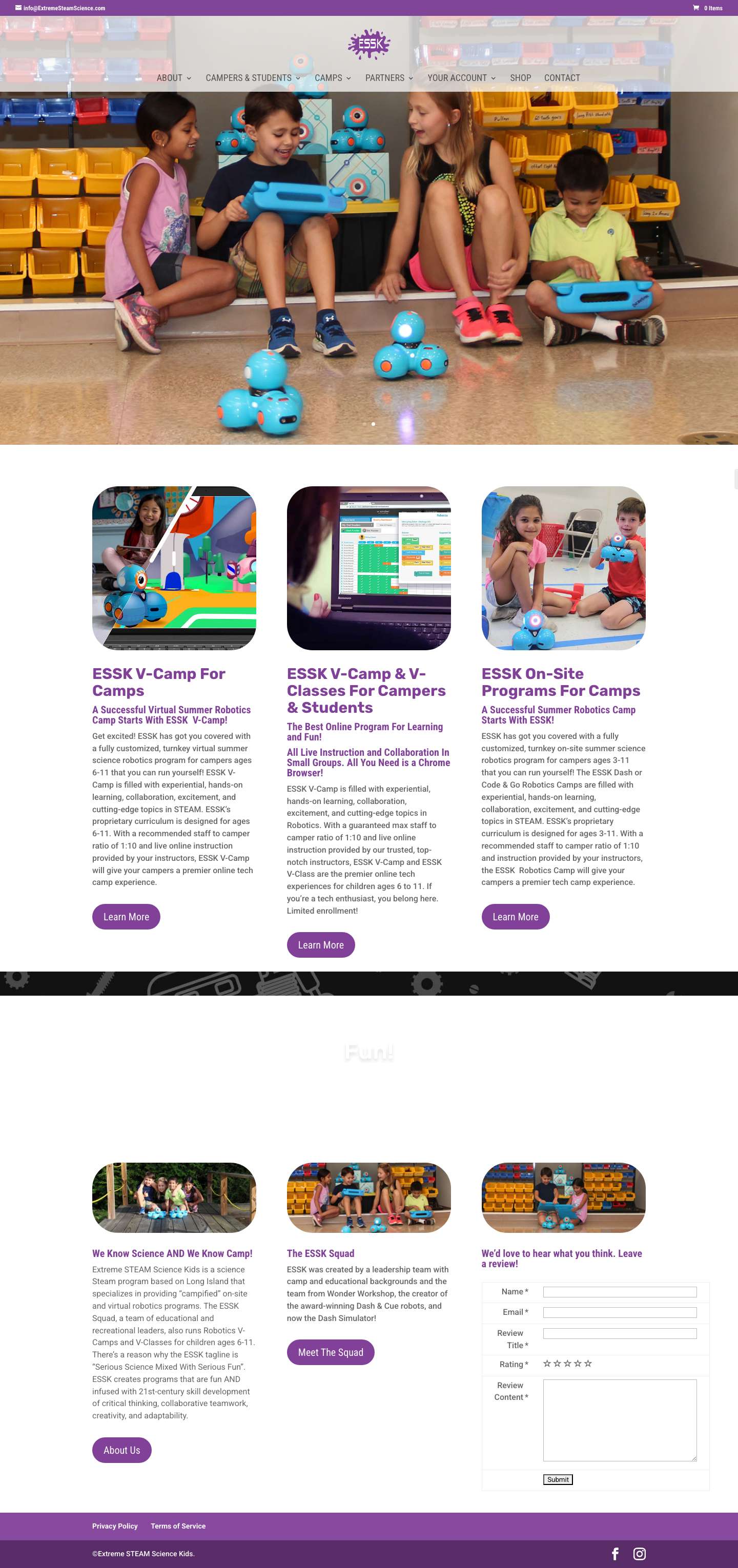 Robotics Program for Camps - Extreme STEAM Science Kids - Full Screenshot