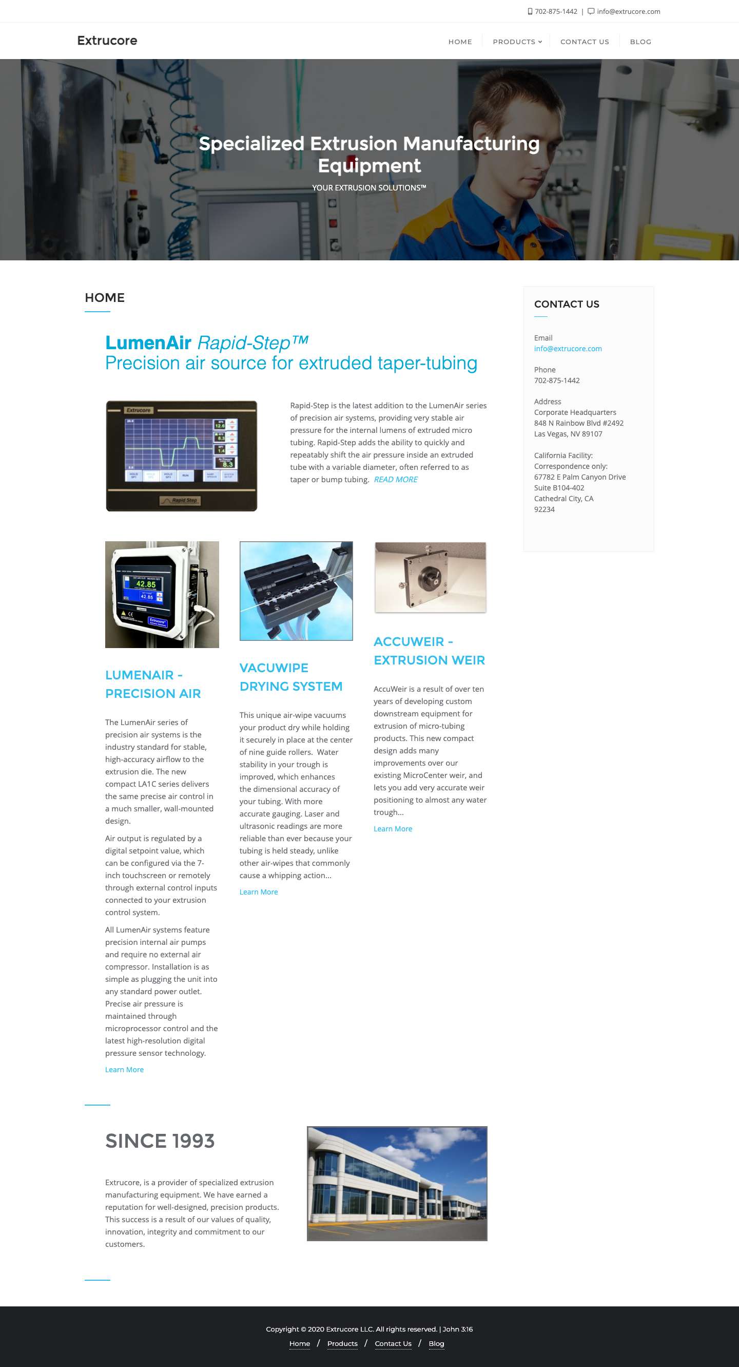 Home | Extrucore - Full Screenshot