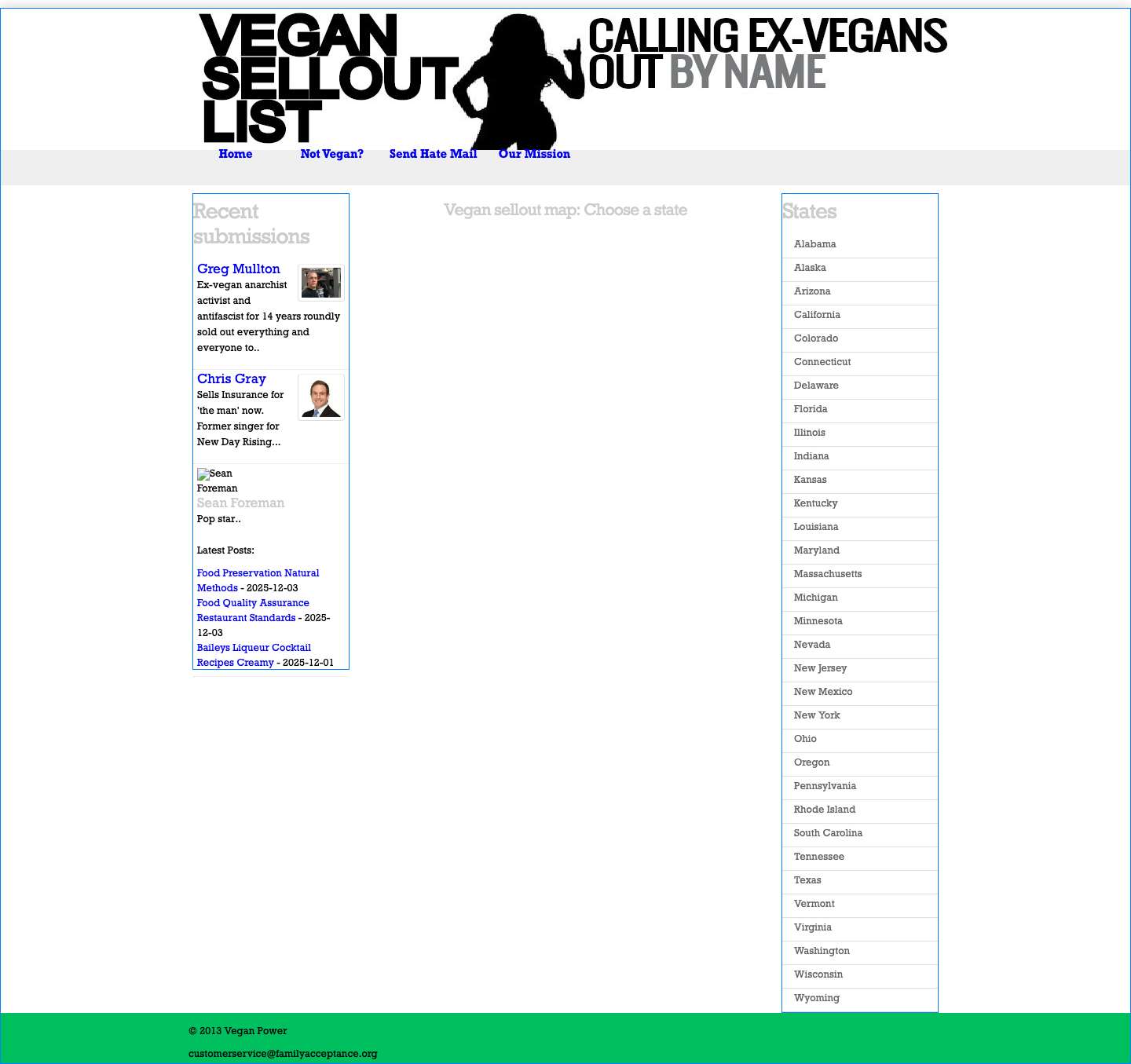 Ex-Vegans: Directory of ex-vegans, vegan sellouts - Full Screenshot