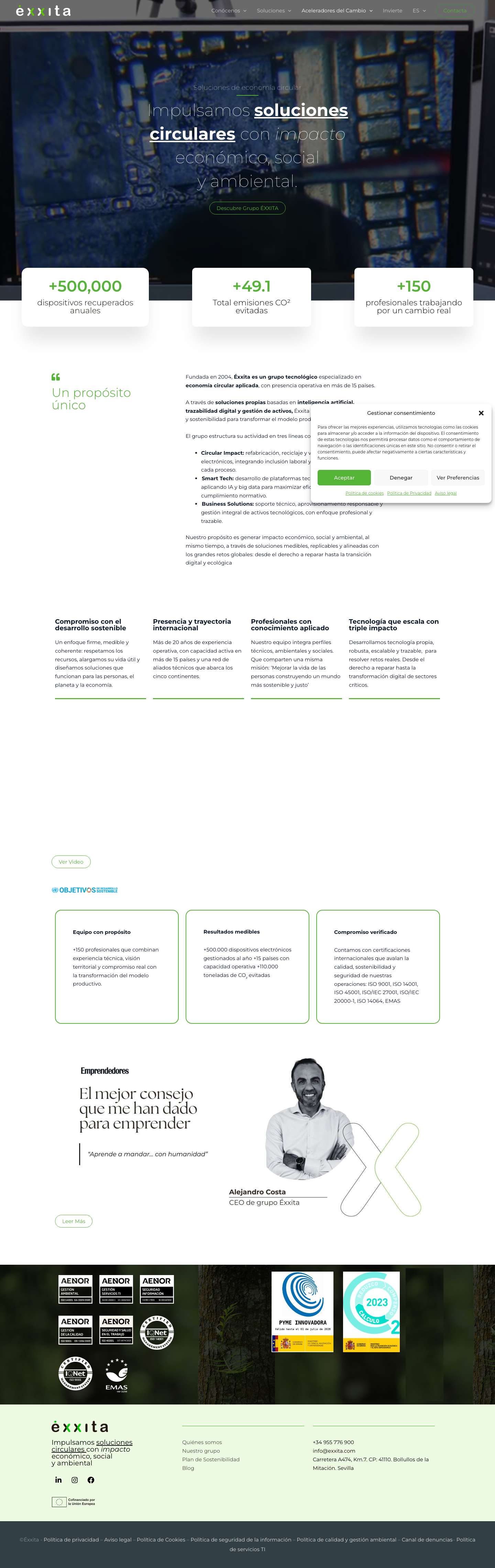 éxxita - Líder en soluciones tecnológicas de economía circular - Full Screenshot