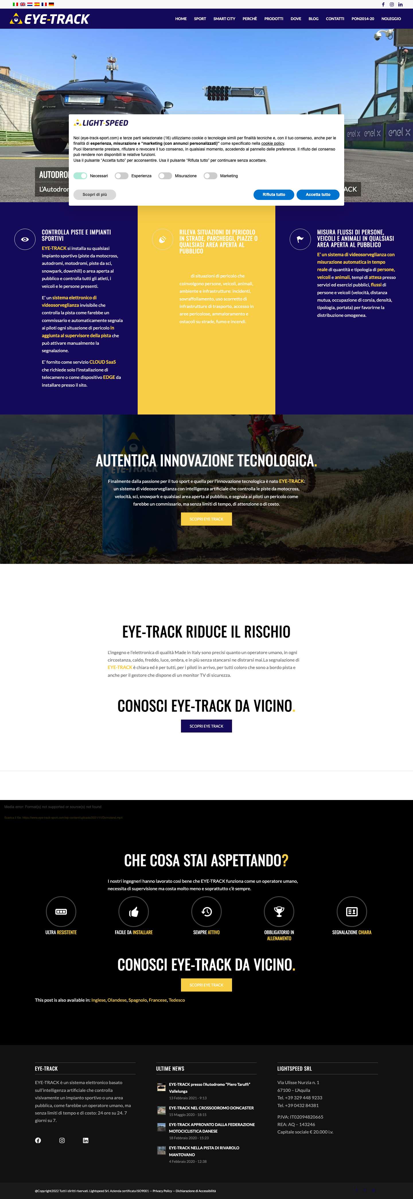 EYE-TRACK: sistema elettronico di sicurezza per impianti sportivi - Full Screenshot