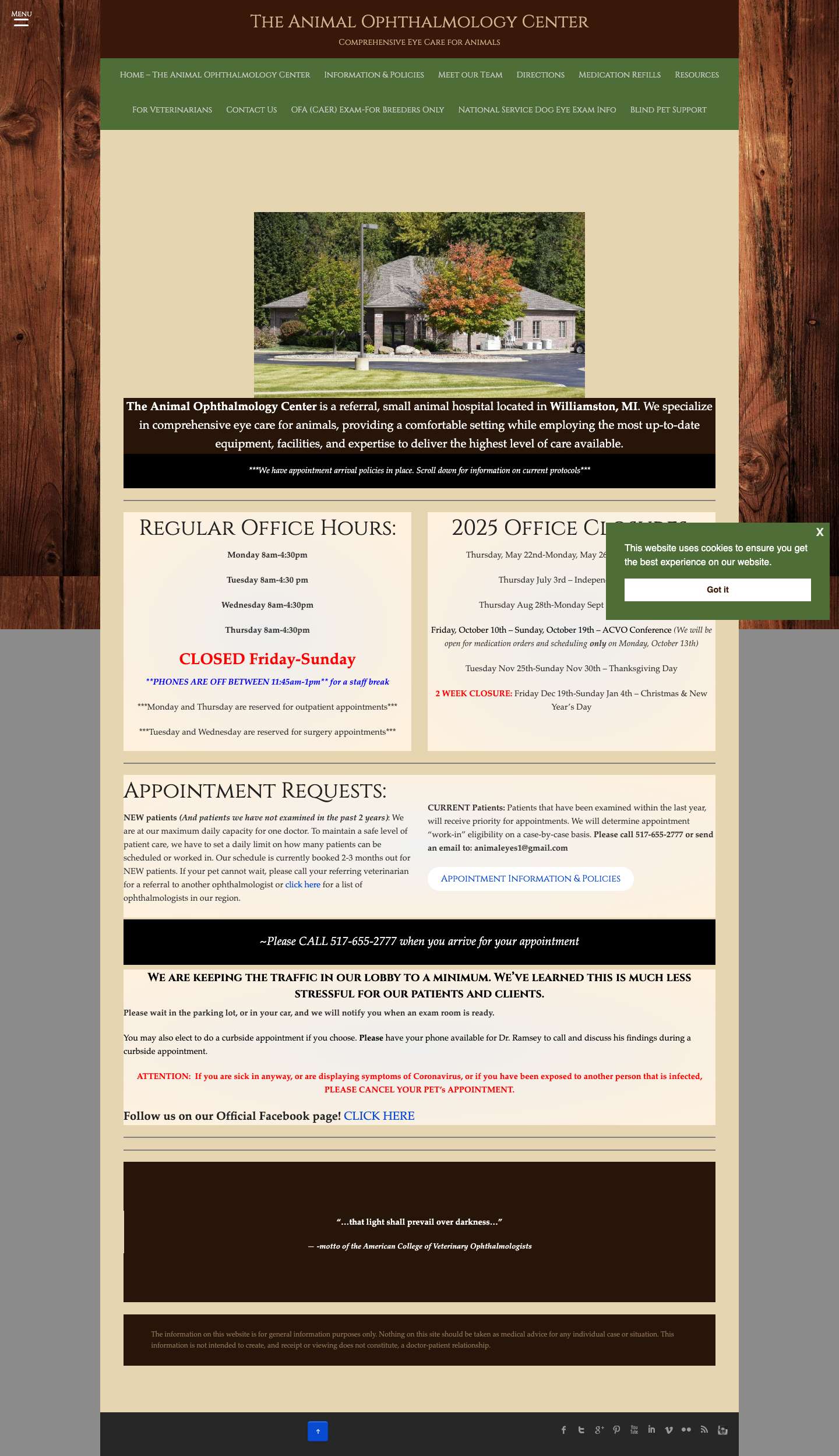 The Animal Ophthalmology Center – Comprehensive Eye Care for Animals - Full Screenshot