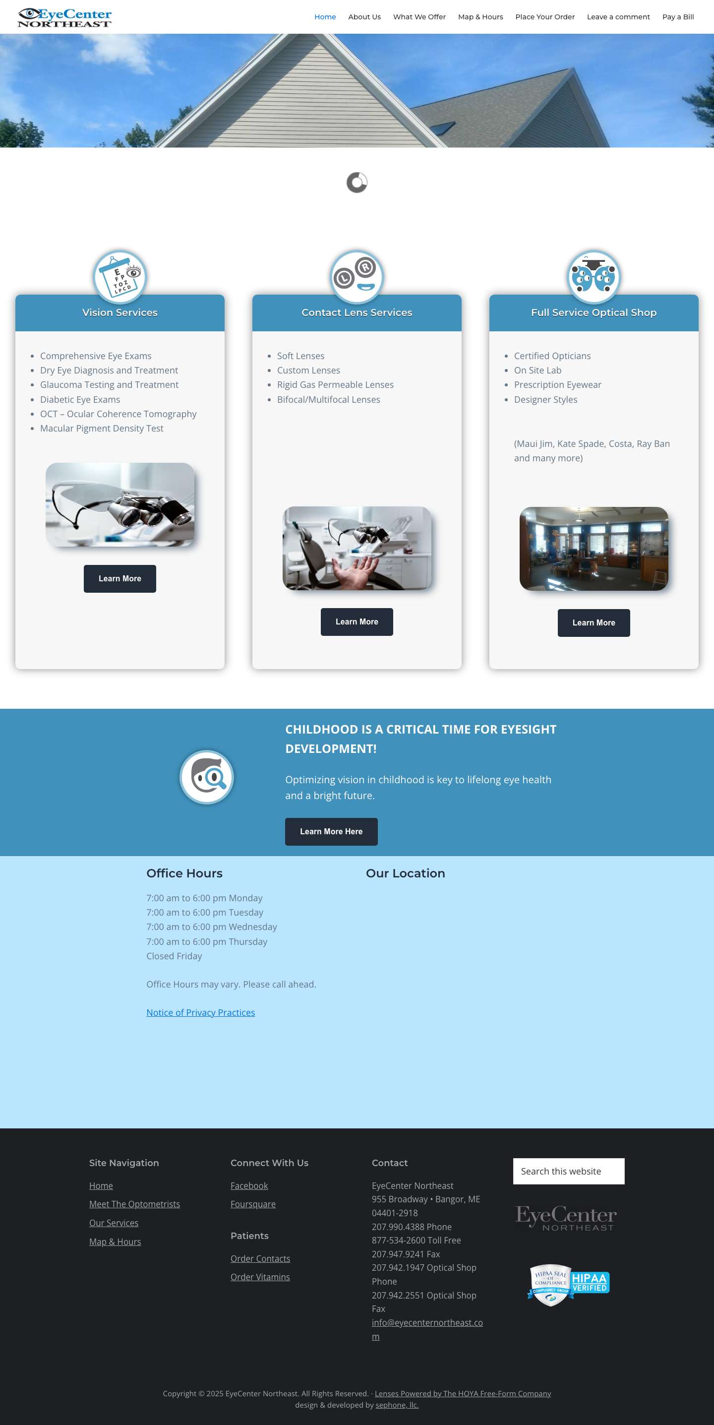 Homepage - Eye Center Northeast - Full Screenshot