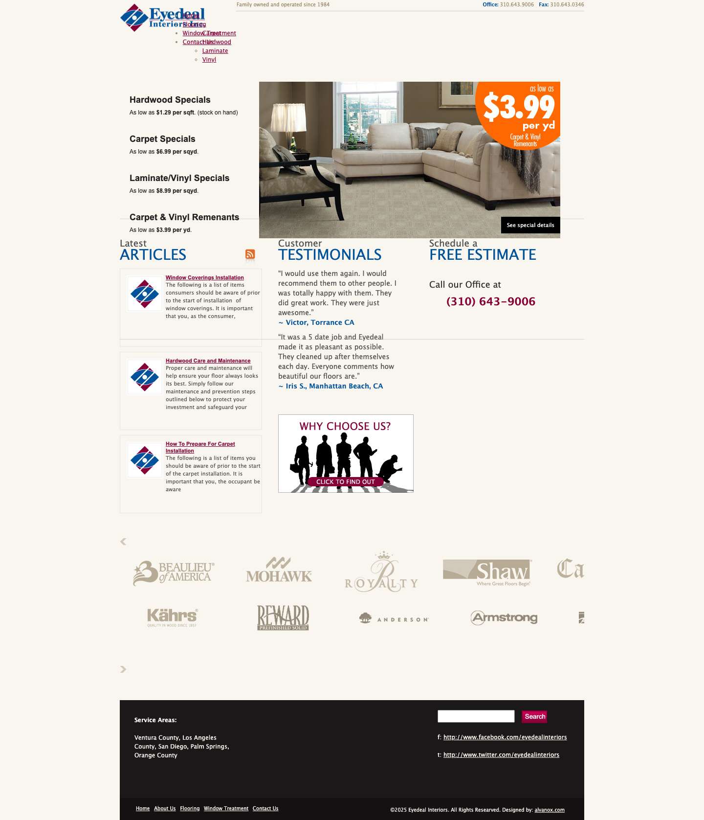 Eyedeal Interiors - Family owned and operated since 1984 - Full Screenshot