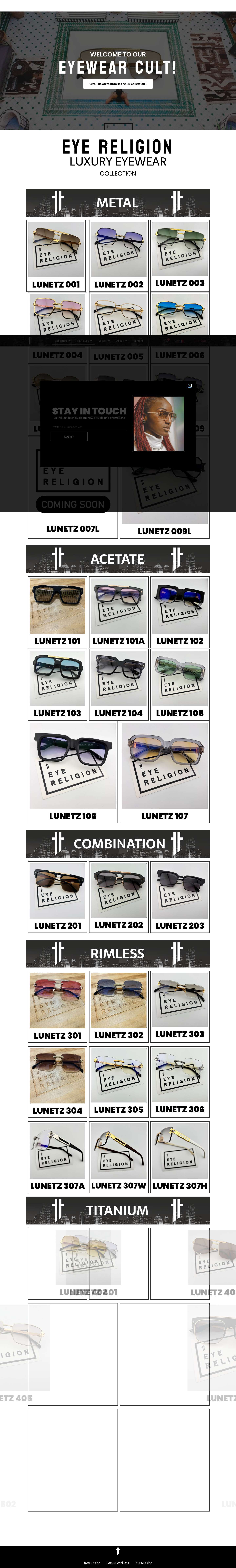 Eye Religion Eyewear Collection - Full Screenshot