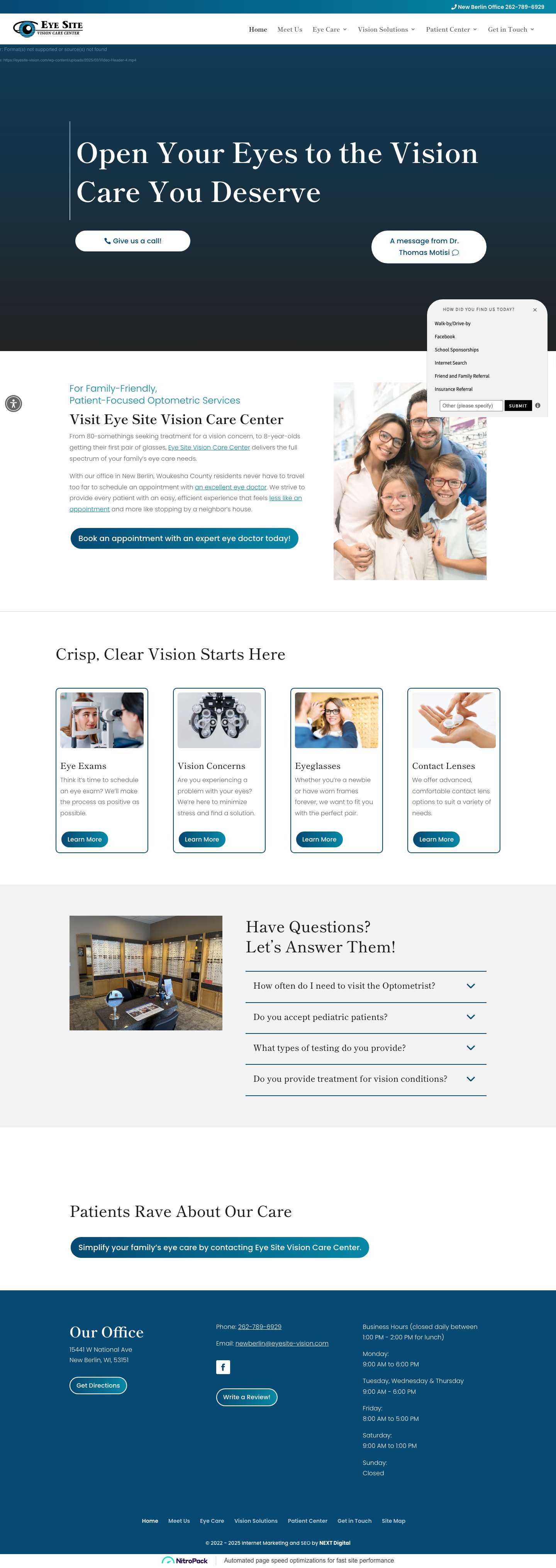 Eye Doctor in New Berlin, WI | Eye Site Vision Care Center - Full Screenshot