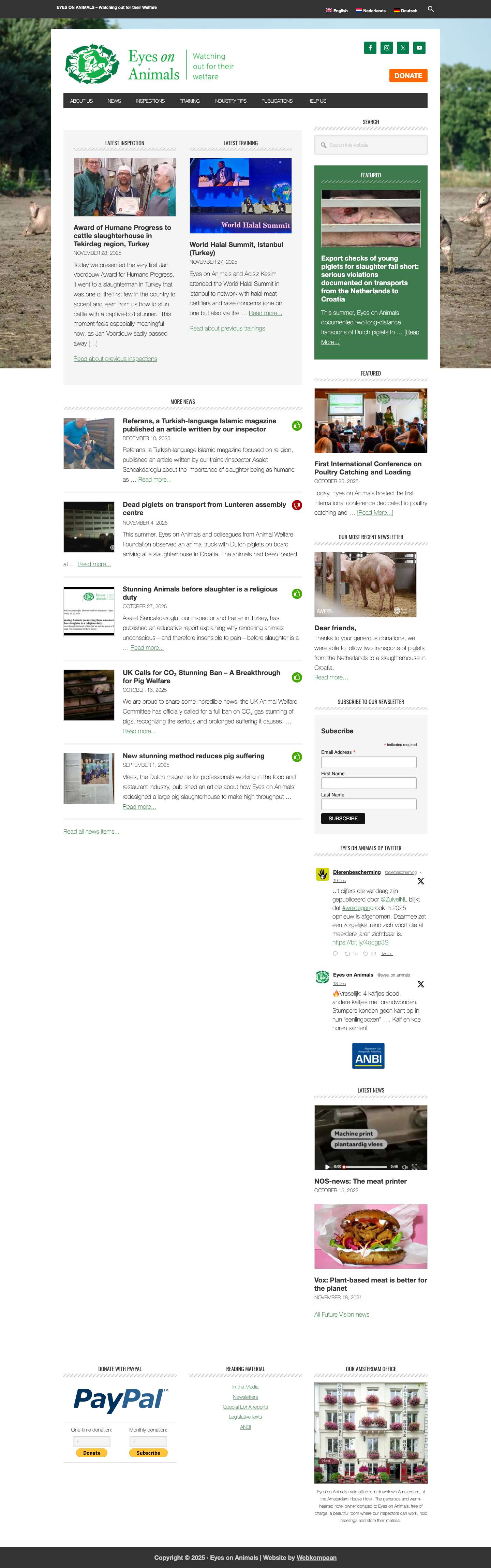 Eyes on Animals - Watching out for their WelfareFacebookInstagramTwitterYouTube - Full Screenshot