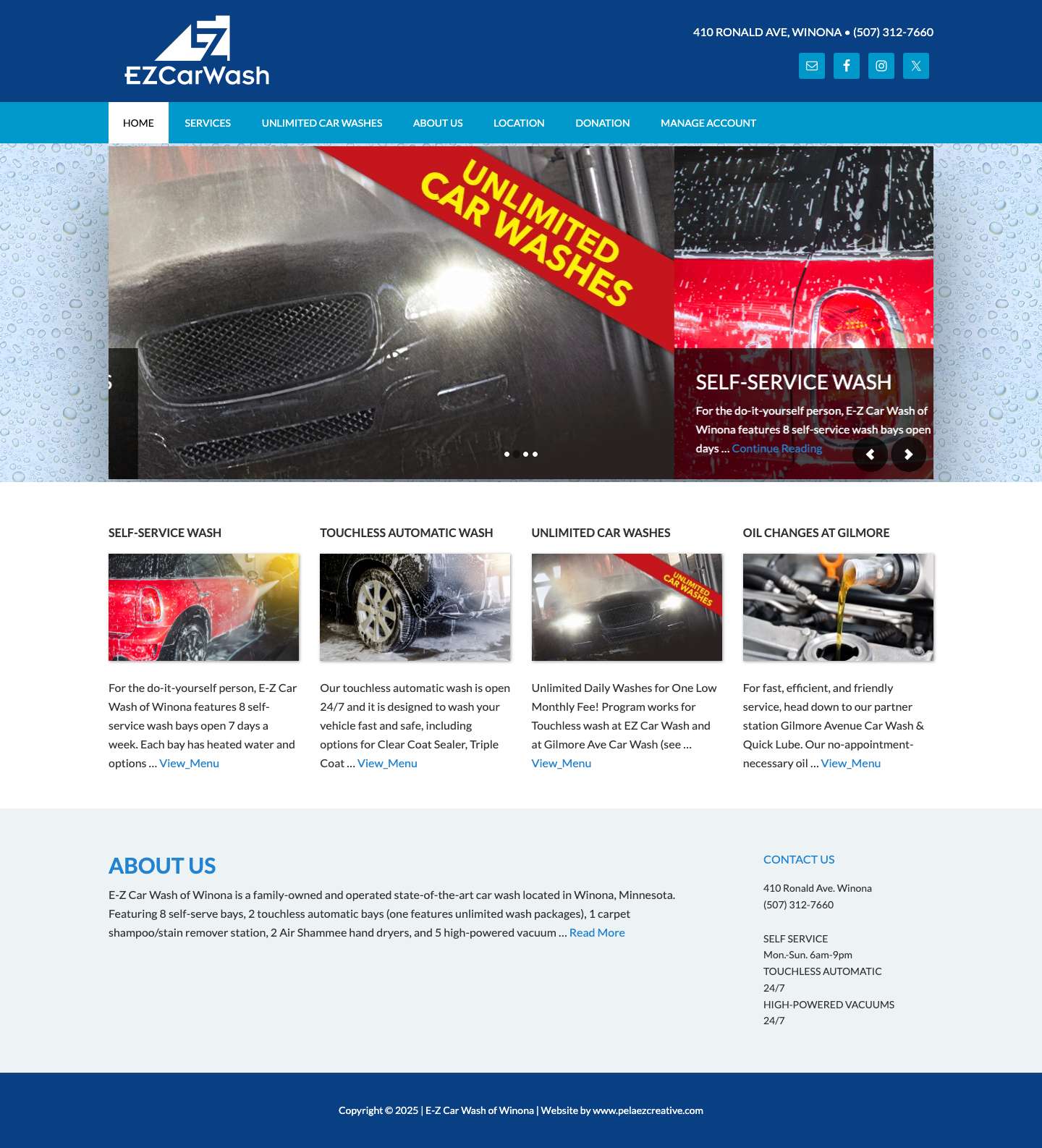 E-Z Car Wash of Winona is a family-owned and operated state-of-the-art car wash located in Winona, MinnesotaEmailFacebookInstagramTwitter - Full Screenshot