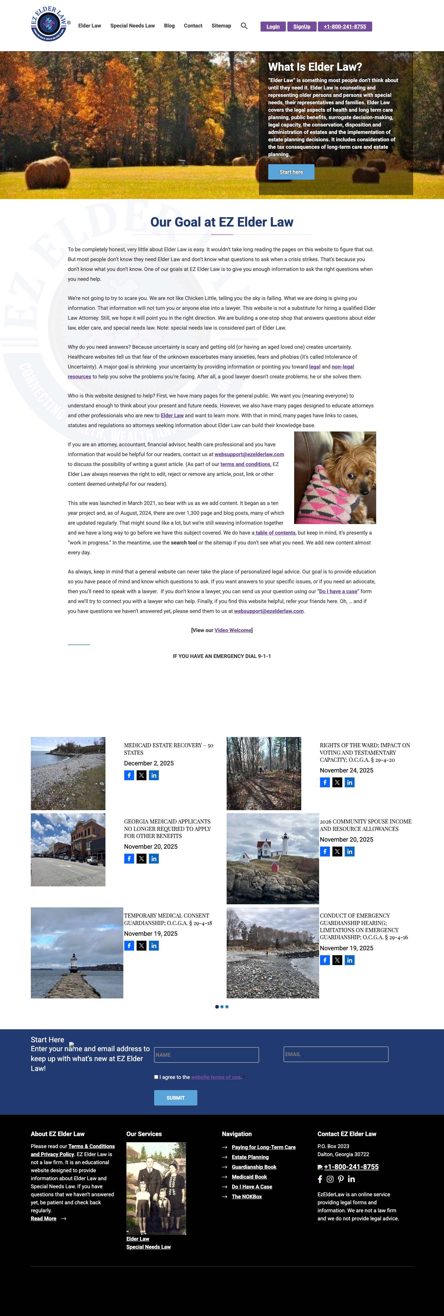 Home - EZ Elder Law - What is Elder law?- Elder Law News, Resources - Full Screenshot