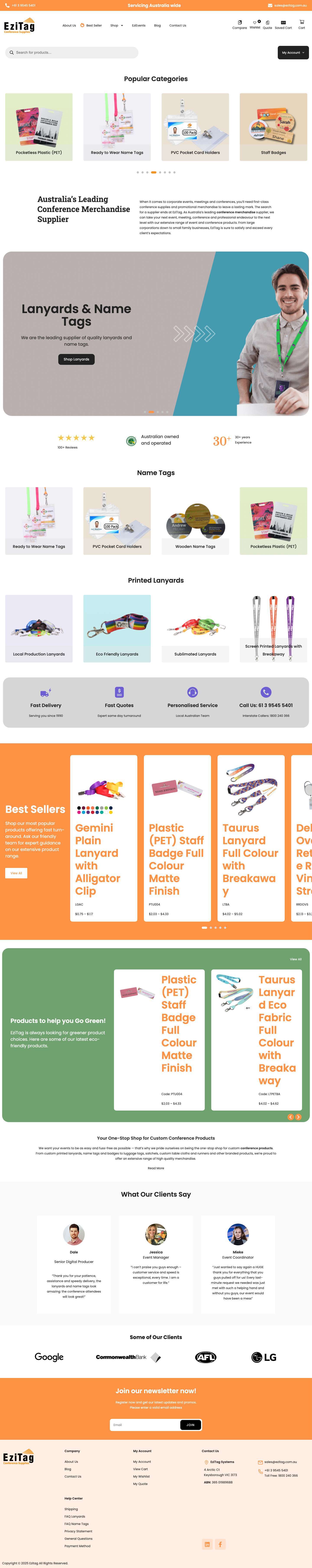 Custom Conference Merchandise & Supplies Australia | EziTag - Full Screenshot