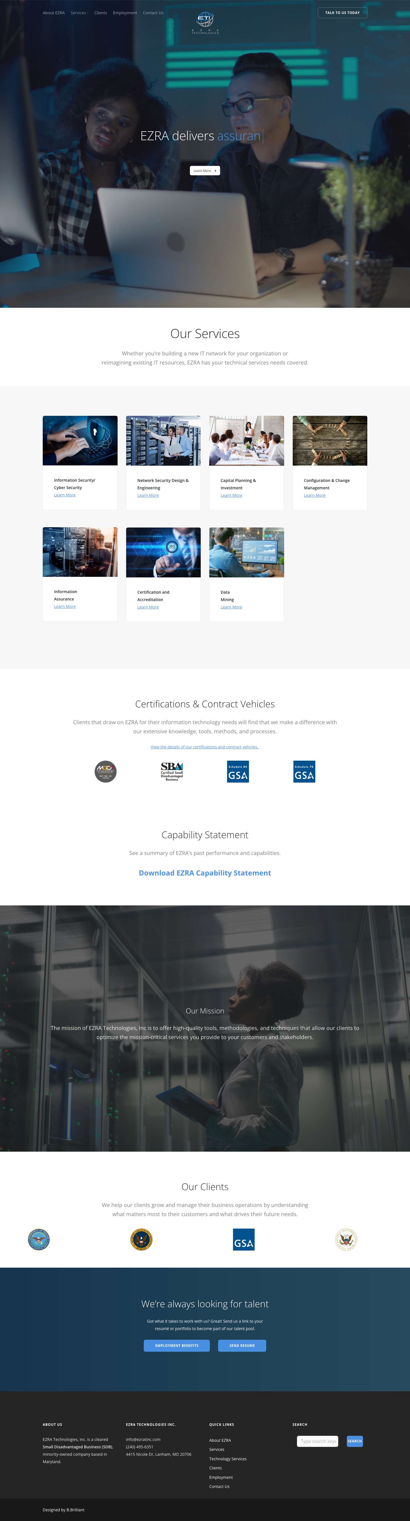 ETI | EZRA Technologies Inc | DC MD VA – Results Driven, Quality Built In - Full Screenshot