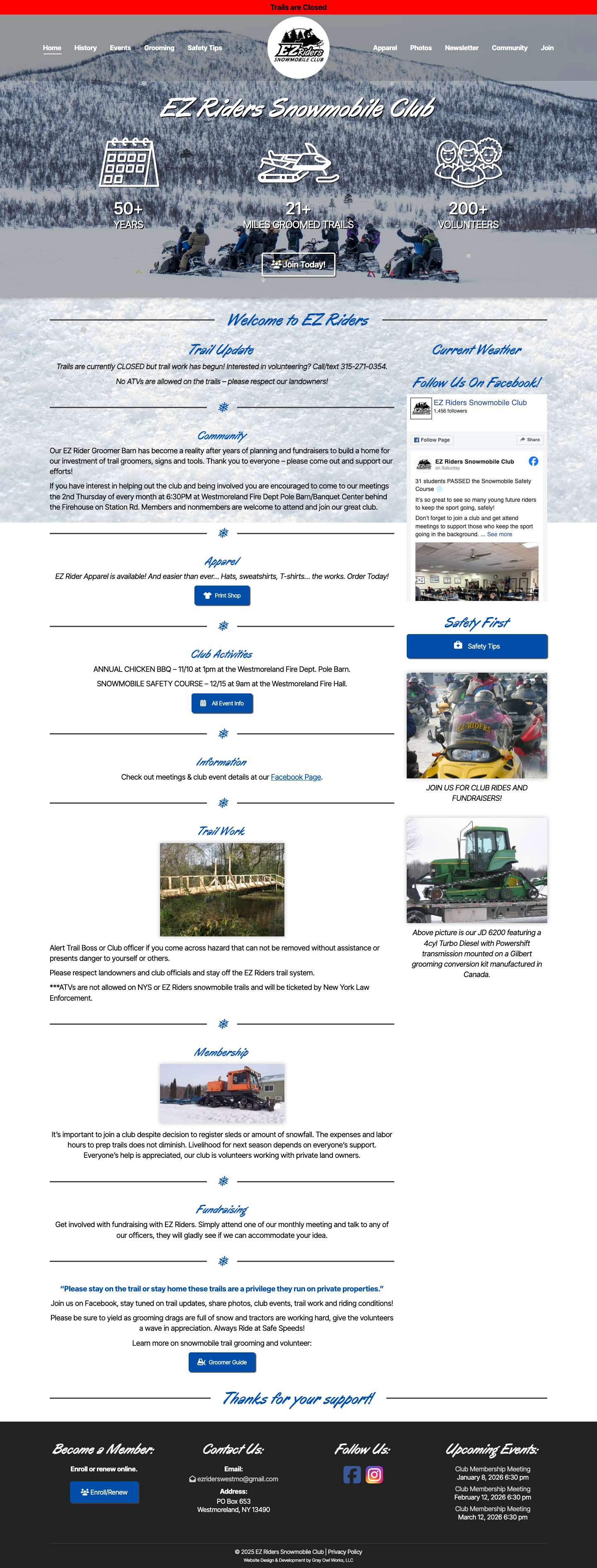 Home • EZ Riders Snowmobile Club - Full Screenshot