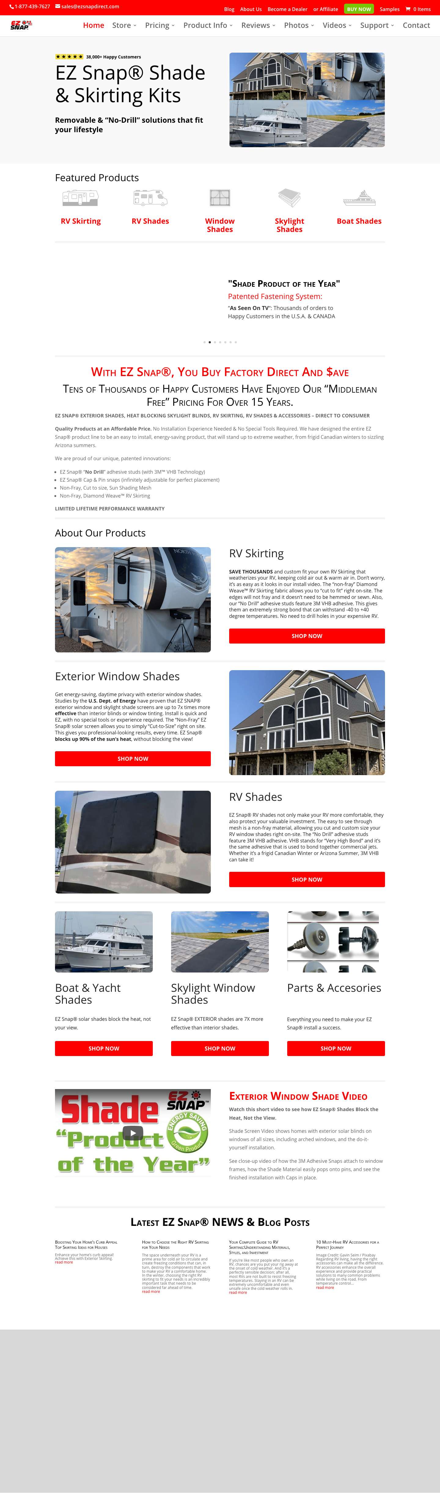 Window Shades, Skylight Blinds, RV Skirting by EZ Snap® | On Sale - Full Screenshot