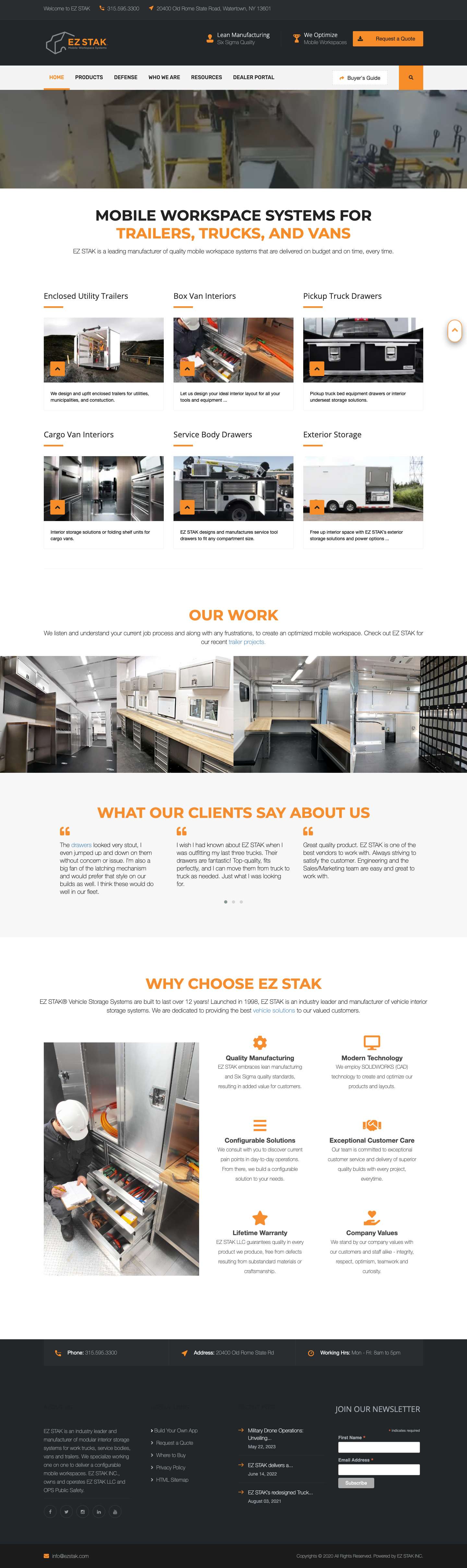 EZ STAK® Vehicle Storage Systems for Trailers, Trucks & Vans - Full Screenshot