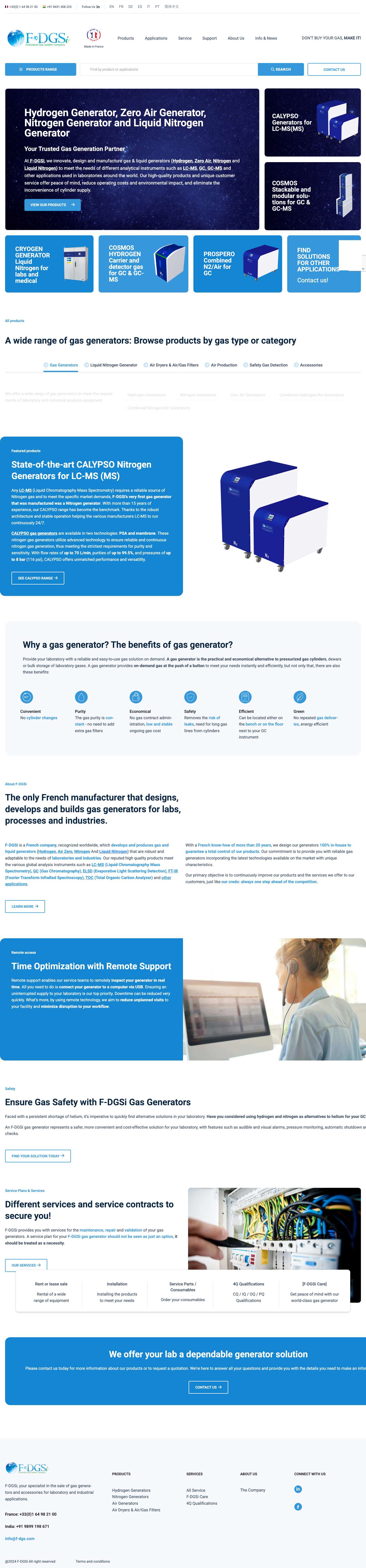 F-DGSi | Nitrogen, Hydrogen and Air Gas Generator Manufacturer - Full Screenshot