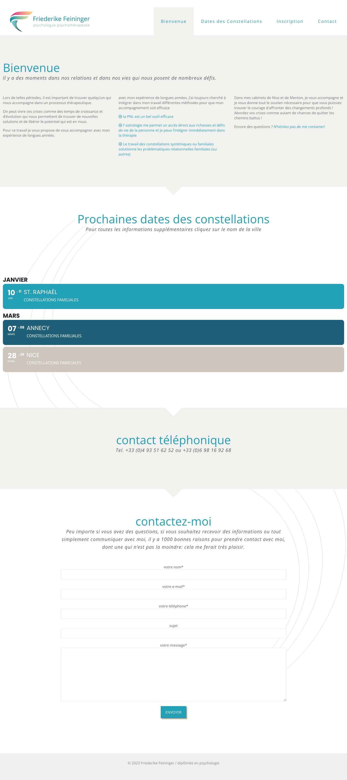 Friederike Feininger / diplômée en psychologie – formation en constellation familiale auprès de spécialistes émérites - Full Screenshot