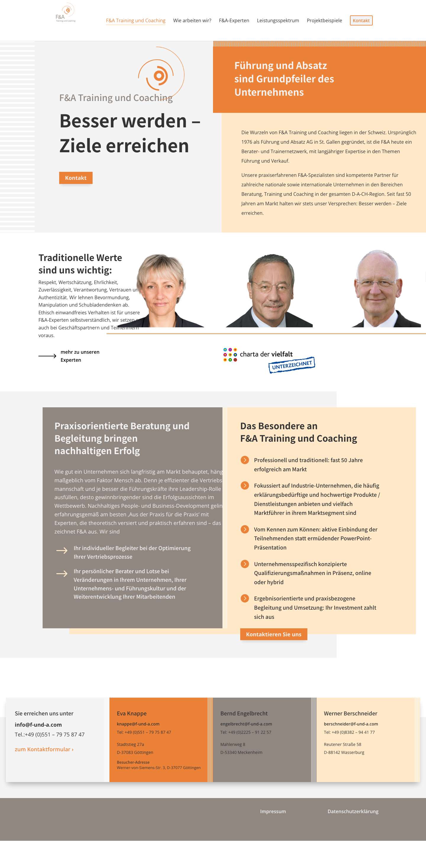 F&A | Beratung, Training und Coaching - Full Screenshot