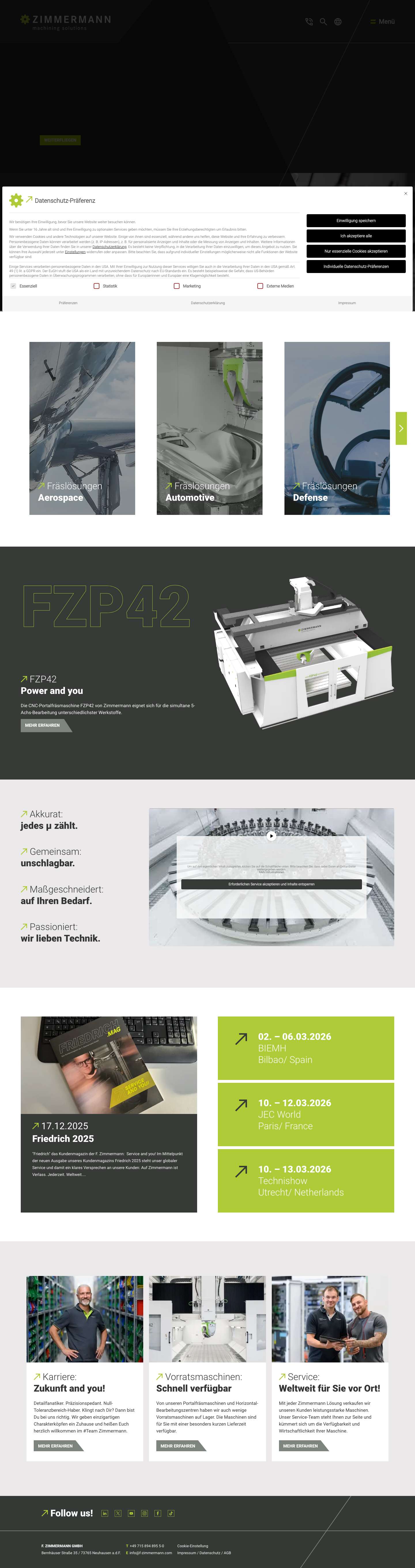 CNC Portalfräsmaschinen - Zimmermann - Full Screenshot
