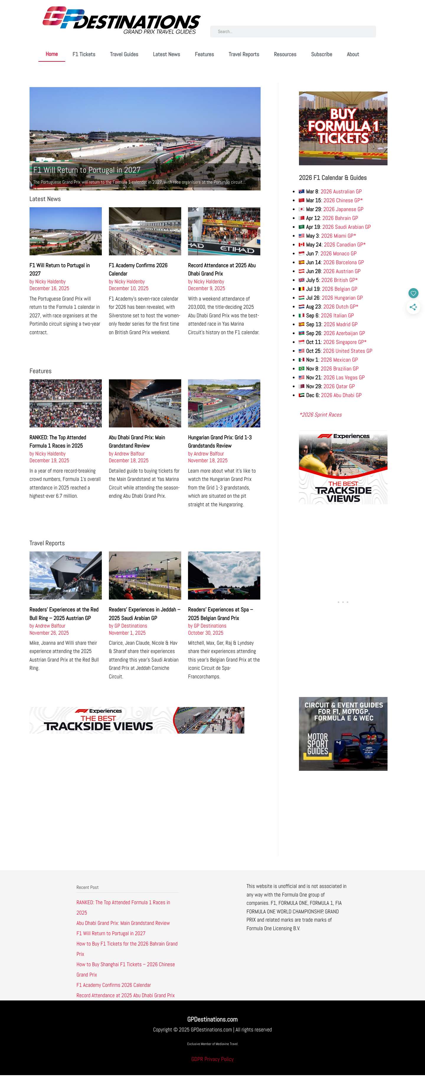 Grand Prix Travel Guides - GPDestinations.com - Full Screenshot