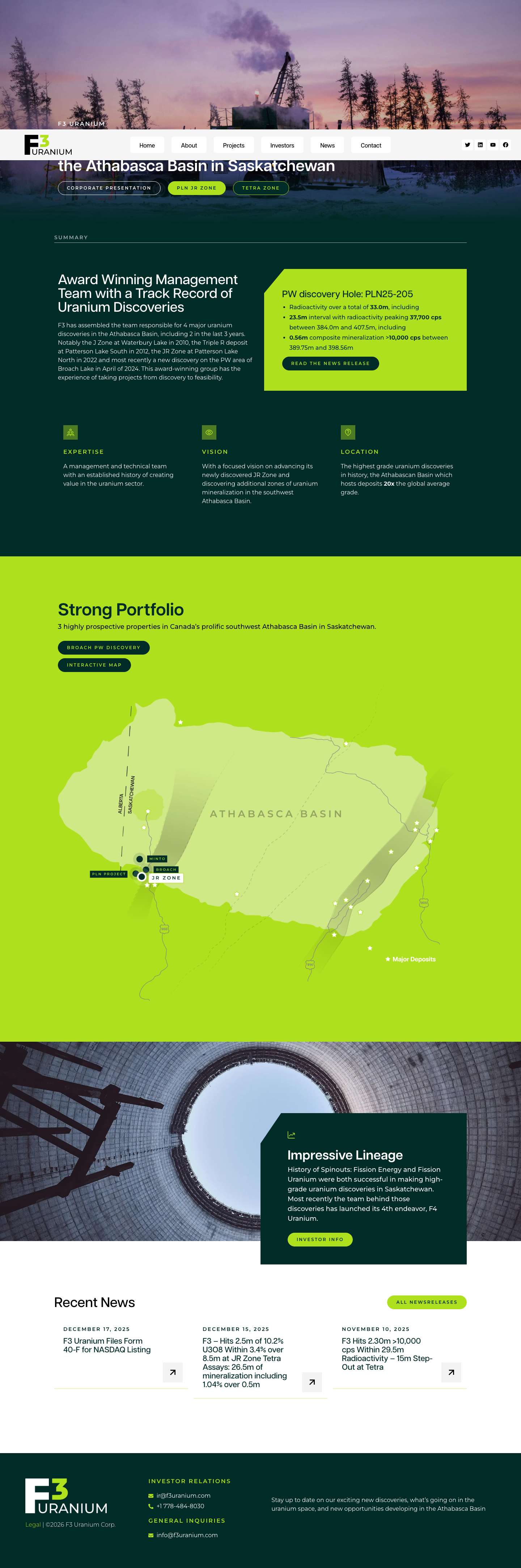 F3 Uranium – Clean Energy Uranium Exploration Company - Full Screenshot