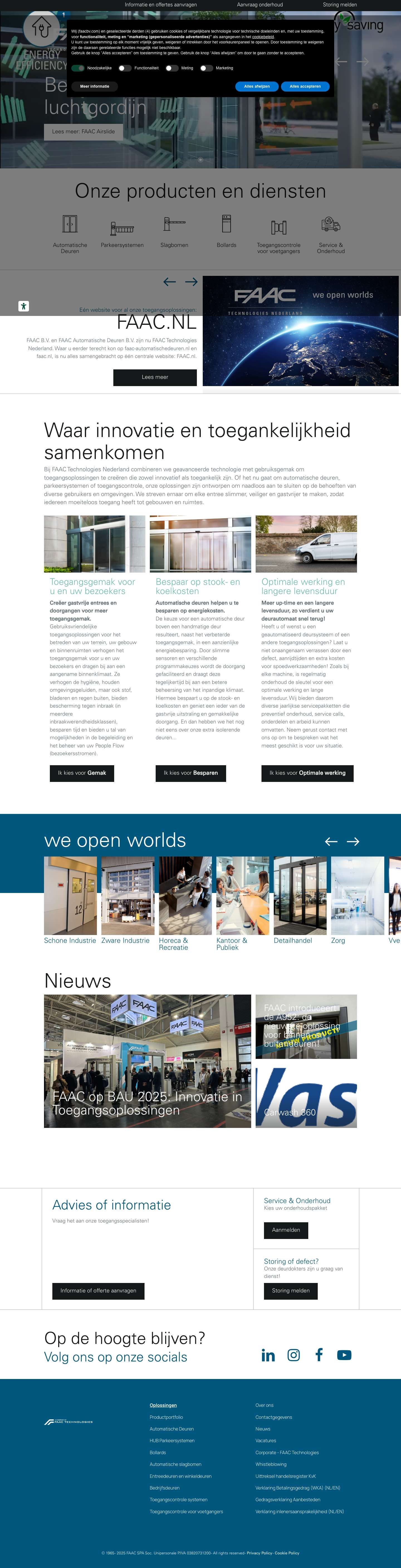 FAAC | automatische deuren, slagbomen en toegangscontrole - Full Screenshot