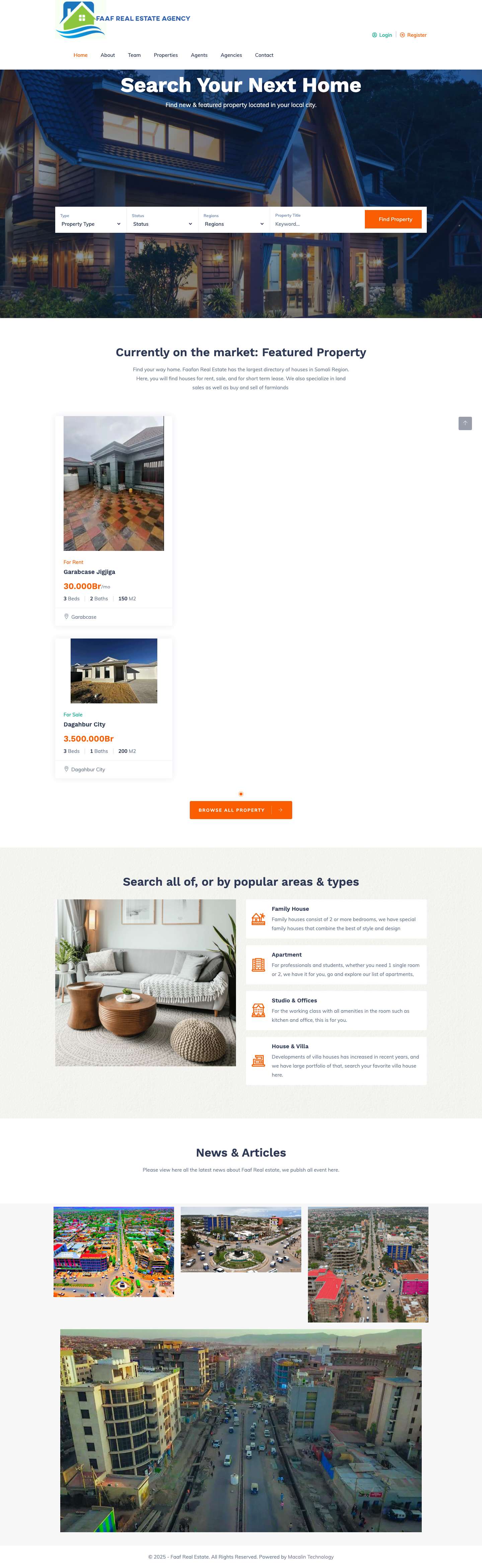 Faaf Real Estate Agency | Commercial & Residential Properties - Full Screenshot