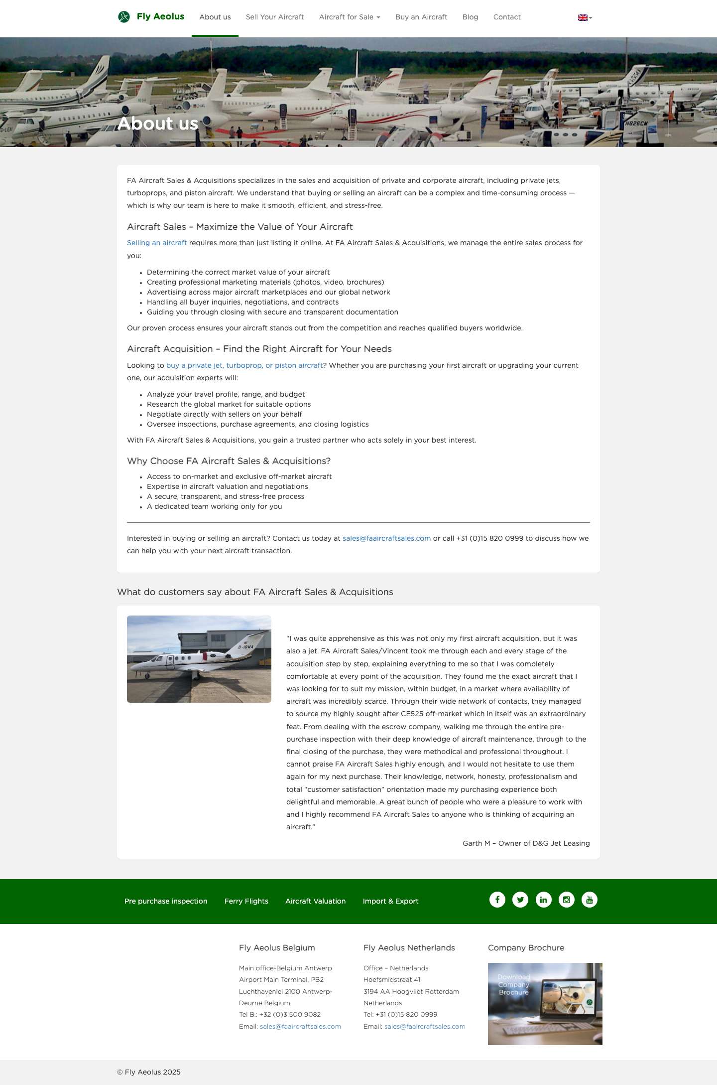 Buy & Sell Aircraft | FA Aircraft Sales & Acquisitions - Full Screenshot