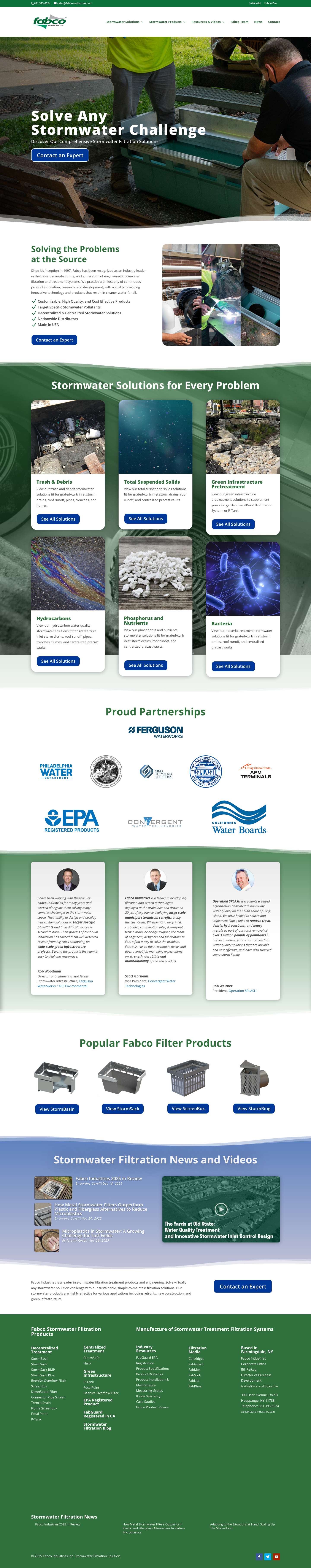 Stormwater Filtration Solutions | Fabco Industries - Full Screenshot