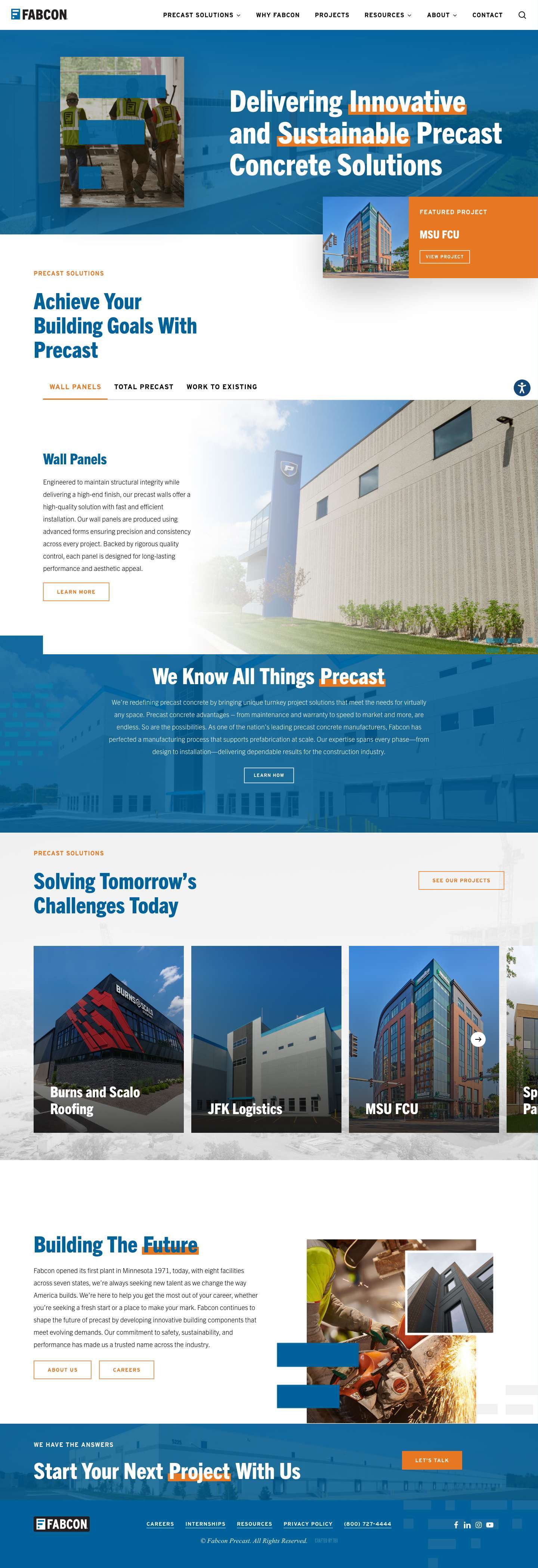 Precast Concrete Solutions | Fabcon - Full Screenshot