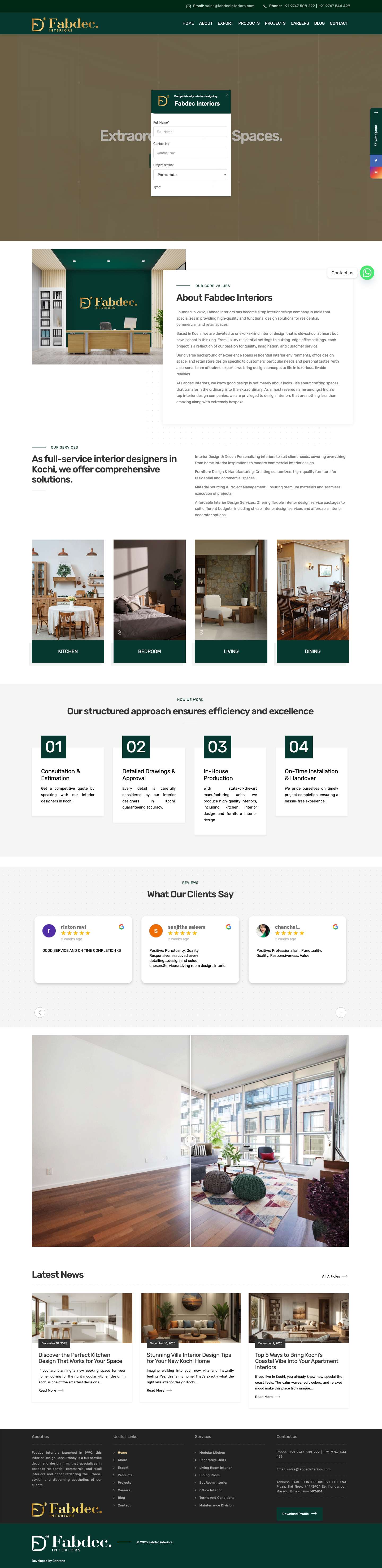 Leading Interior Designers in Kochi | Flat & Home Interiors Kerala - Full Screenshot