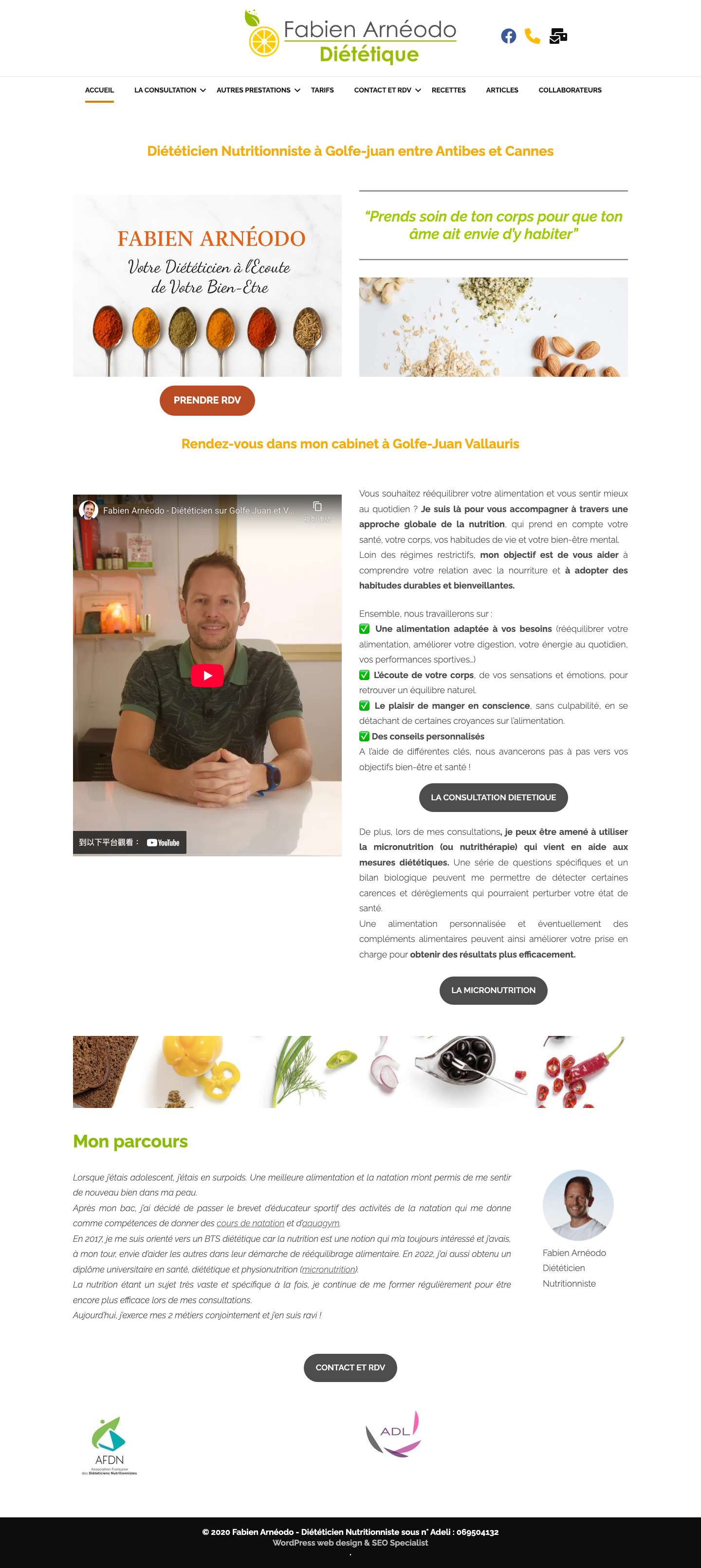 Diététicien Nutritionniste à Golfe-Juan Vallauris | Fabien Arnéodo - Full Screenshot