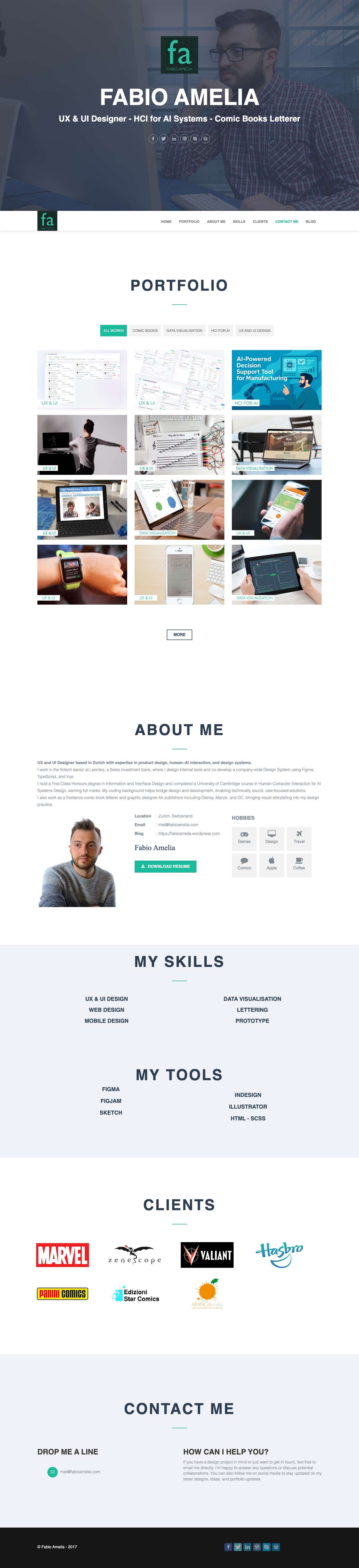 Fabio Amelia – UI UX Designer – Data Visualisation – Comic Books Letterer - Full Screenshot