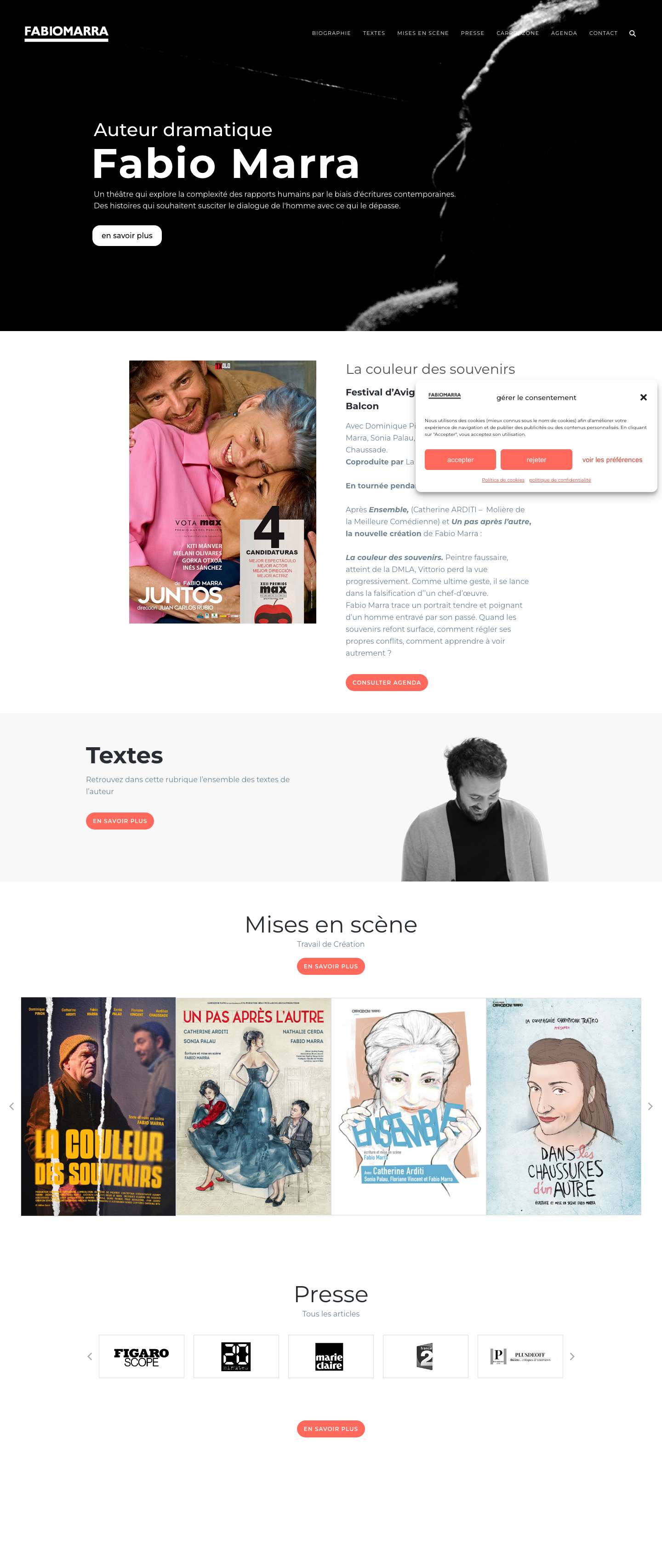 Fabio Marra – Auteur dramatiqueFacebookInstagramTwitterYouTube - Full Screenshot