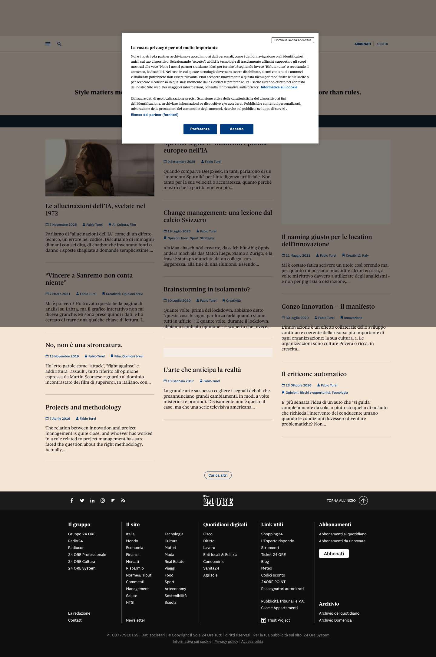 Gonzo Innovation | Blog di Fabio TurelGonzo Innovation - Style matters more than novelty. Culture matters more than ideas. Stories matter more than rules. - Full Screenshot