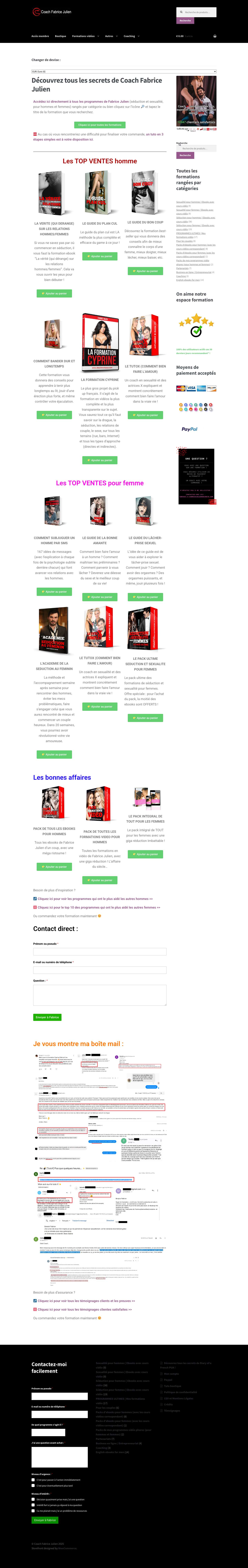 Les guides de drague et les formations de séduction de Fabrice Julien ! - Full Screenshot