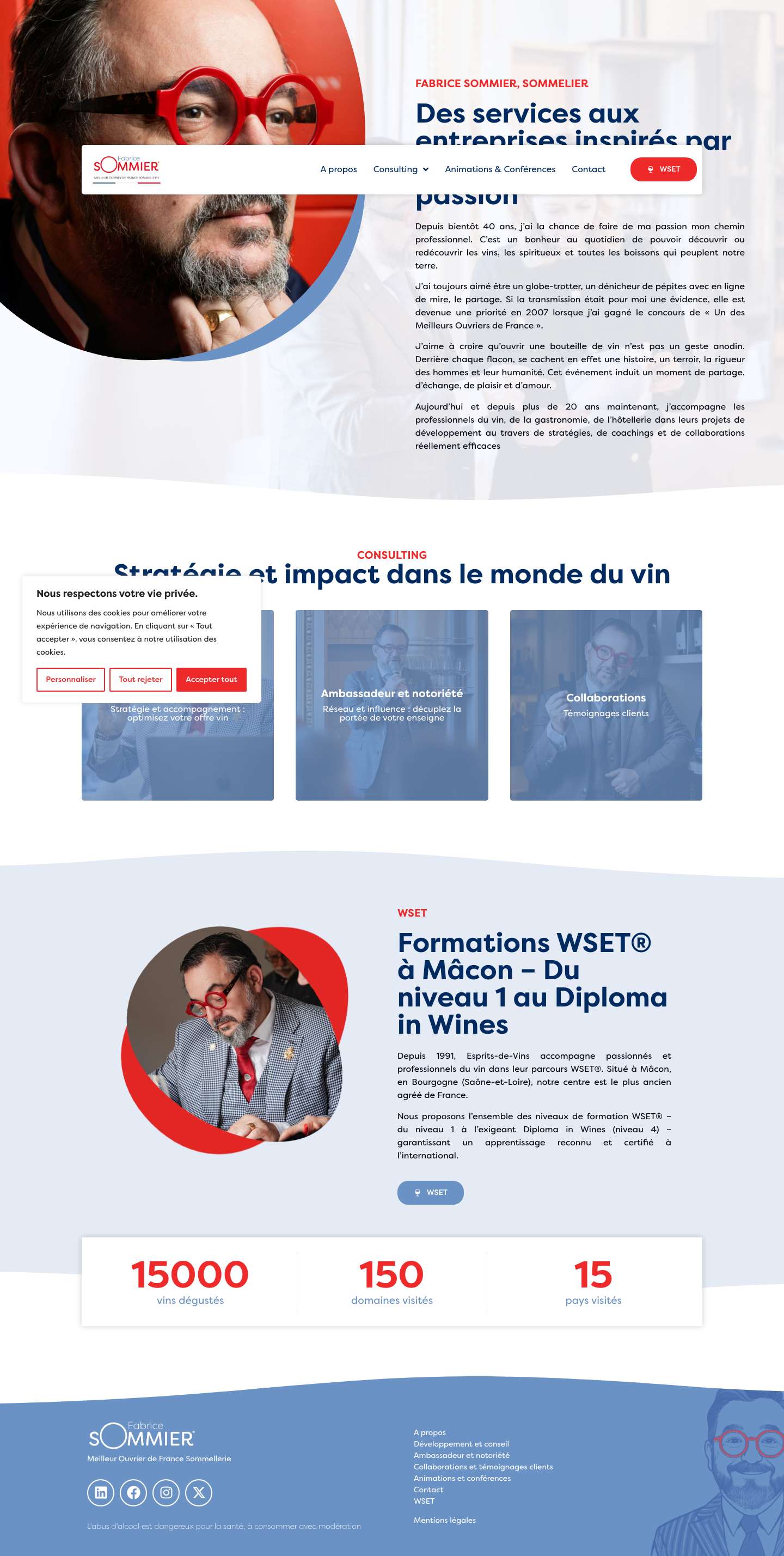 Fabrice Sommier | Meilleur Ouvrier de France Sommelier – Expert Vins et Spiritueux - Full Screenshot