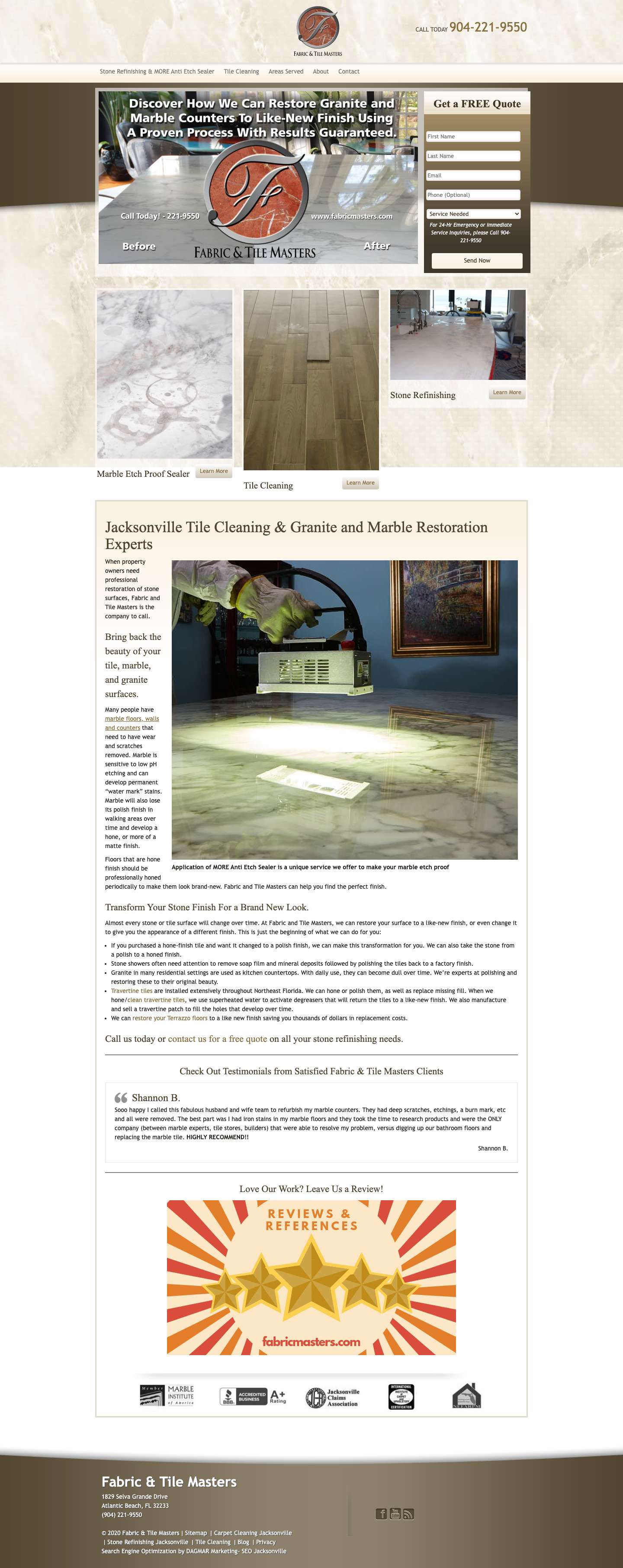 Tile & Grout Cleaning Services | Marble Etch Proof Sealer Florida - Full Screenshot