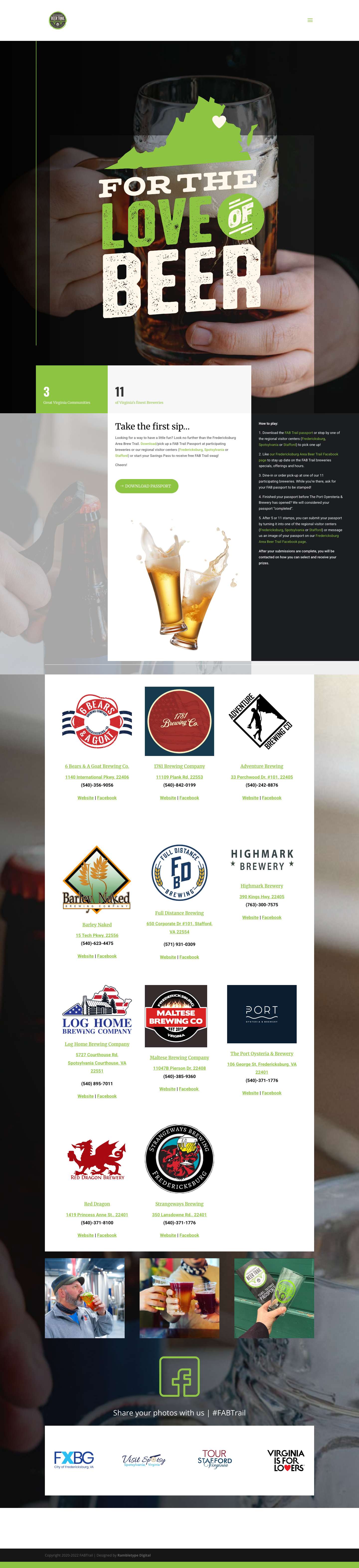 Fredericksburg Beer Trail | For the Love of Beer - Full Screenshot