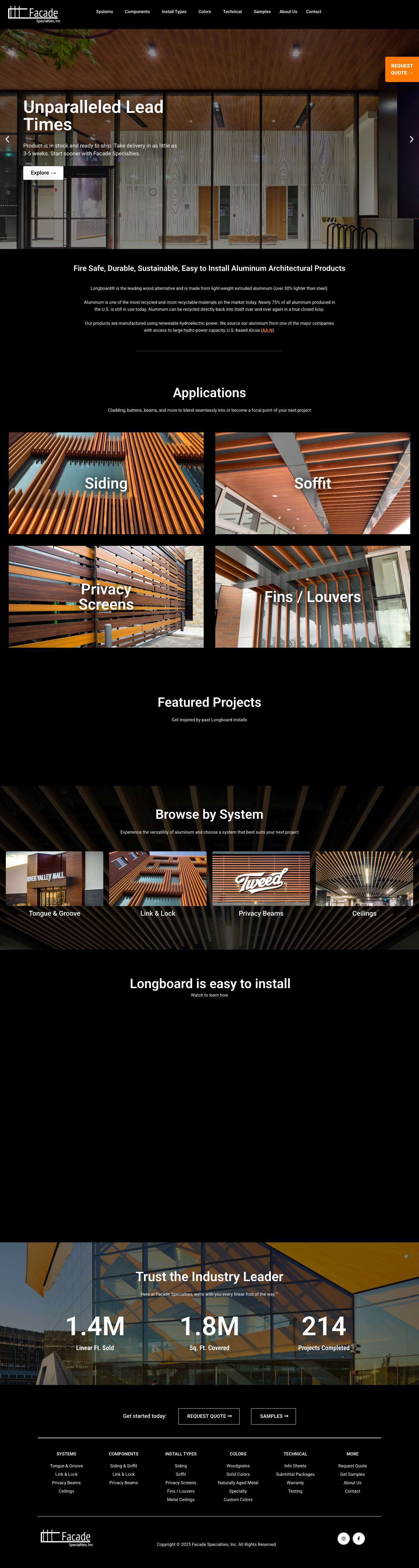 Aluminum Architectural Products | Facade Specialties - Full Screenshot