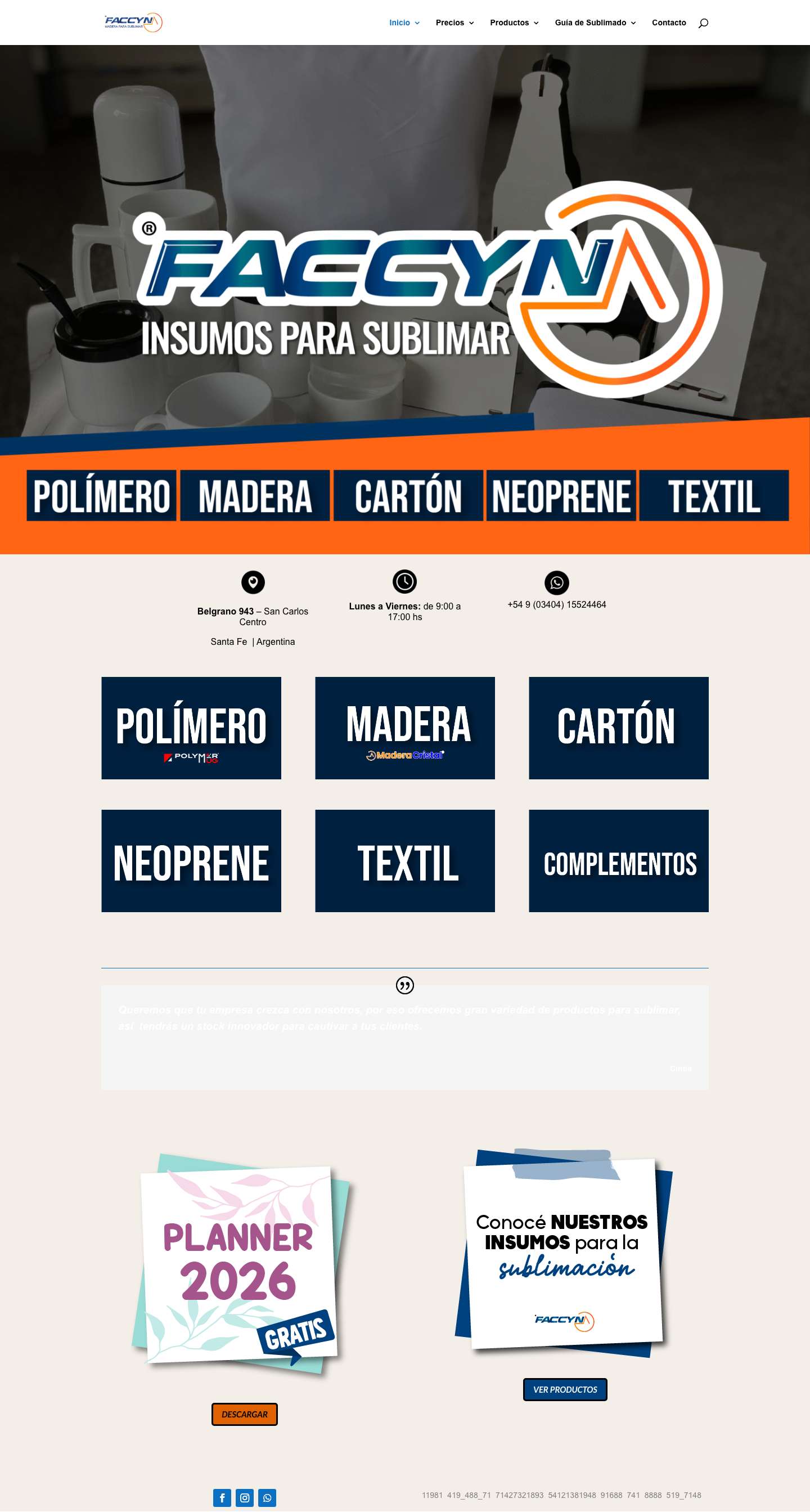 FACCYN INSUMOS – Insumos para Sublimación - Full Screenshot