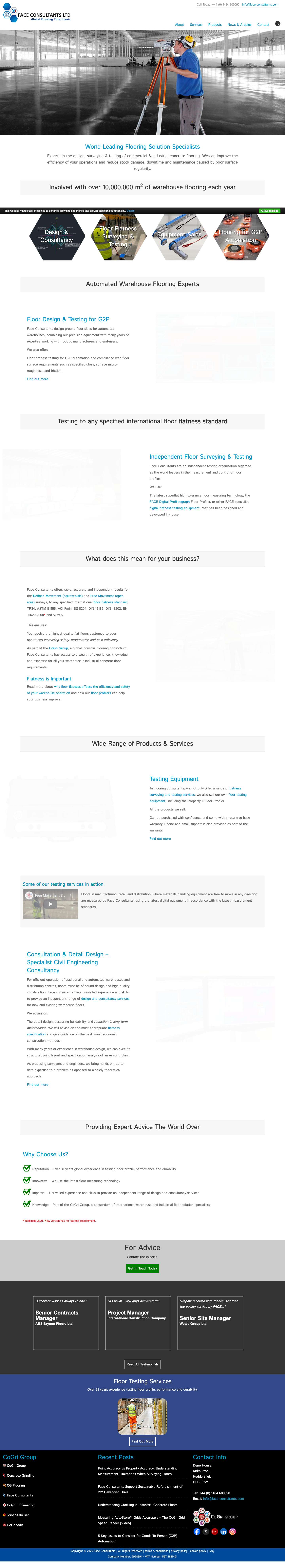 Global Flooring Consultants & Automation Specialists - Specialist Flooring Consultants and Floor Testing - Full Screenshot