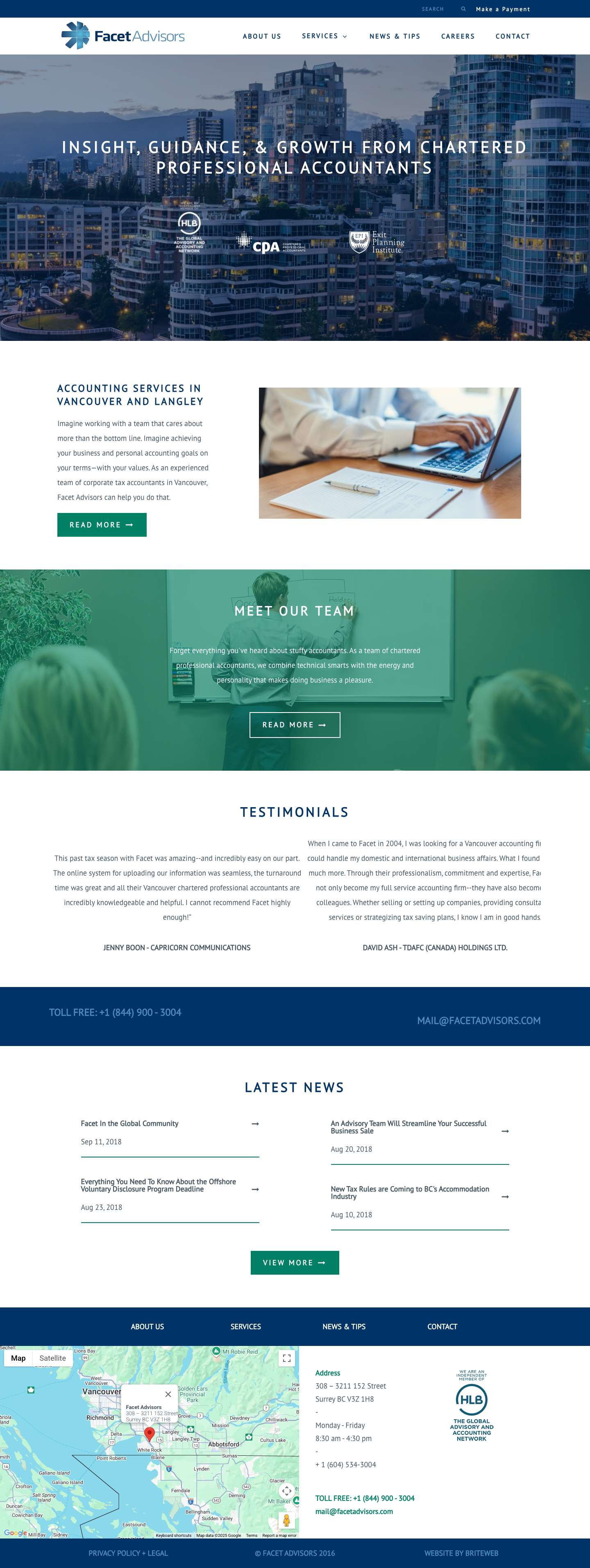 Chartered Professional Accountants Vancouver, Chartered Accountants Vancouver, Langley Accounting Services | Facet Advisors - Full Screenshot