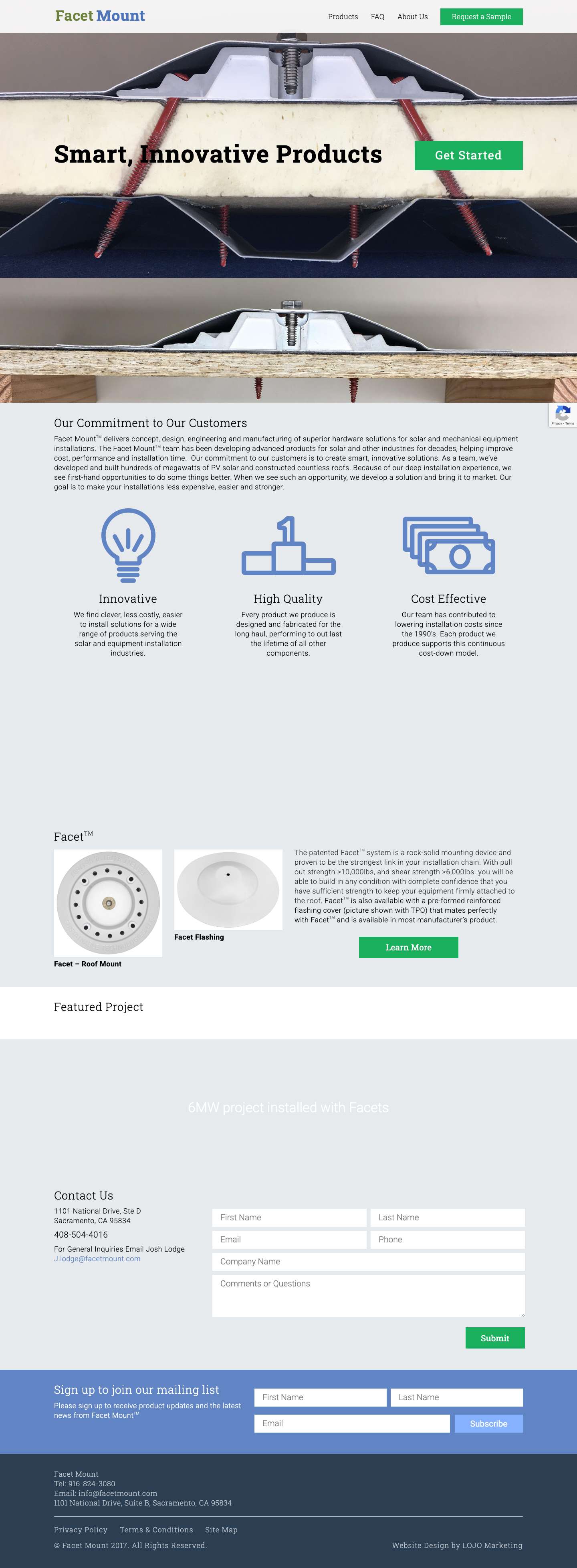 Home | Facet Mount - Full Screenshot