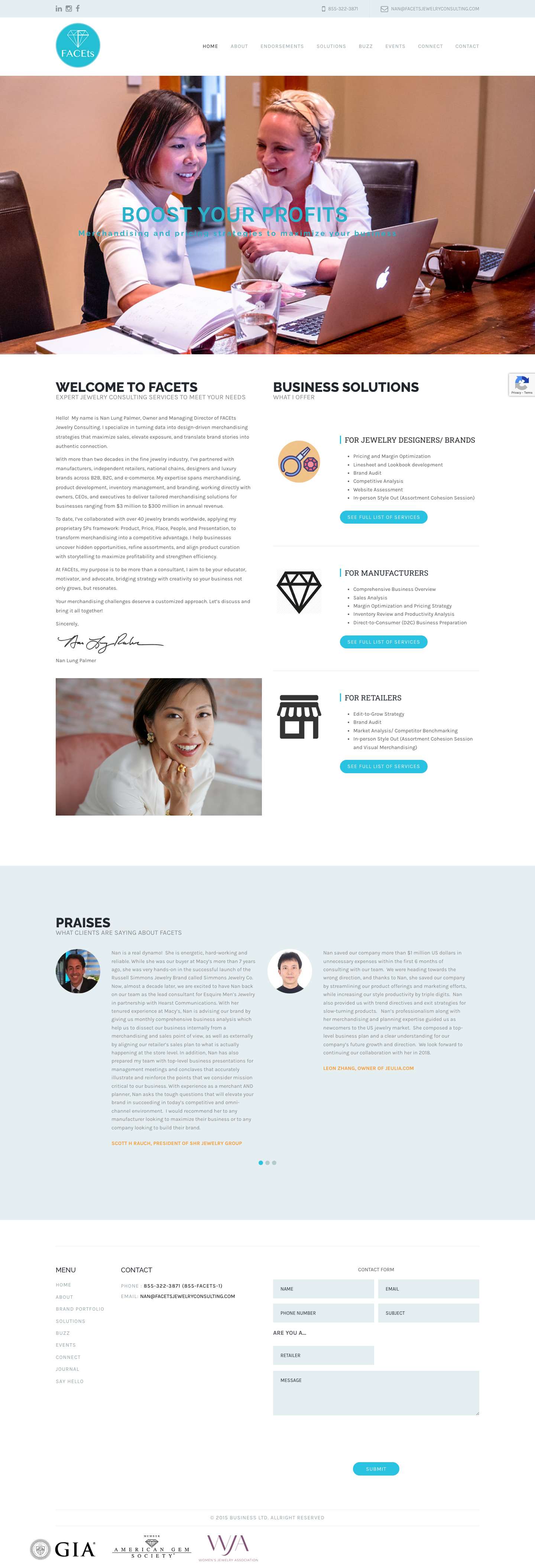 Facets Jewelry Consulting – Merchandising strategies and assortment planning for luxury brands, jewelry manufacturers and retailers. - Full Screenshot