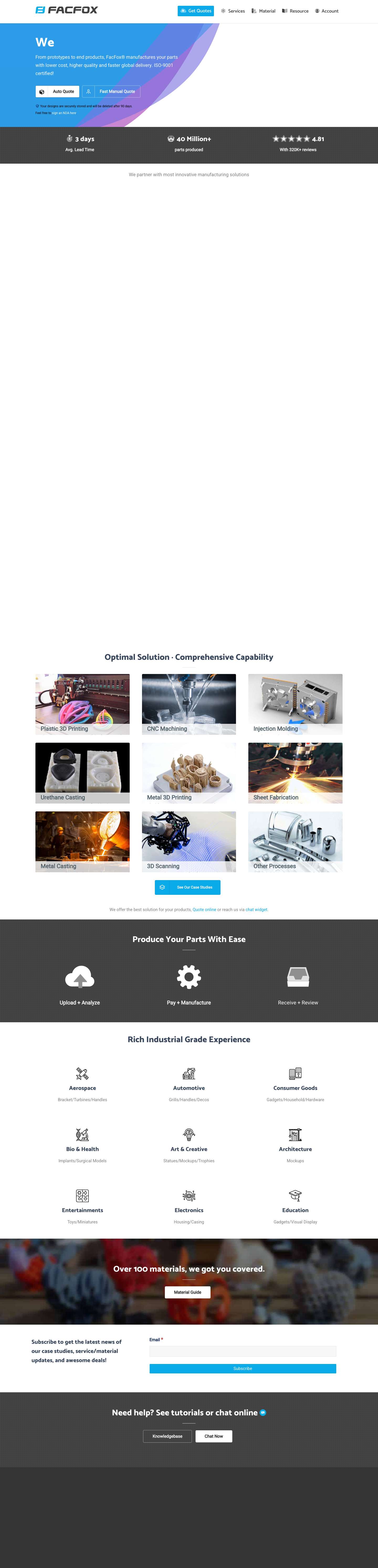 FacFox® | Online 3D Printing Service China | Prototyping & Manufacturing - Full Screenshot